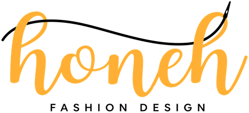 Honeh Fashion Design logo in orange script lettering