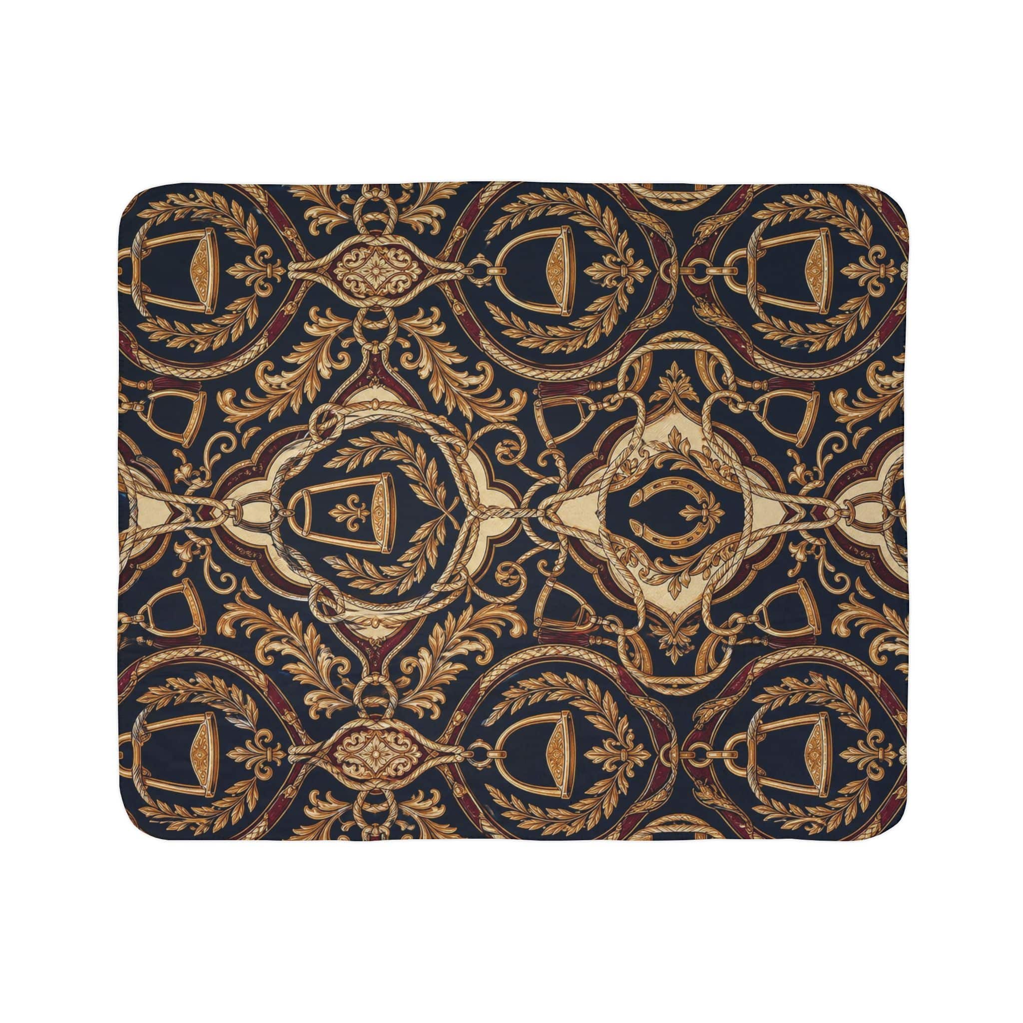 Sherpa Blanket — Vintage Baroque Crest Fleece Throw - Image 14