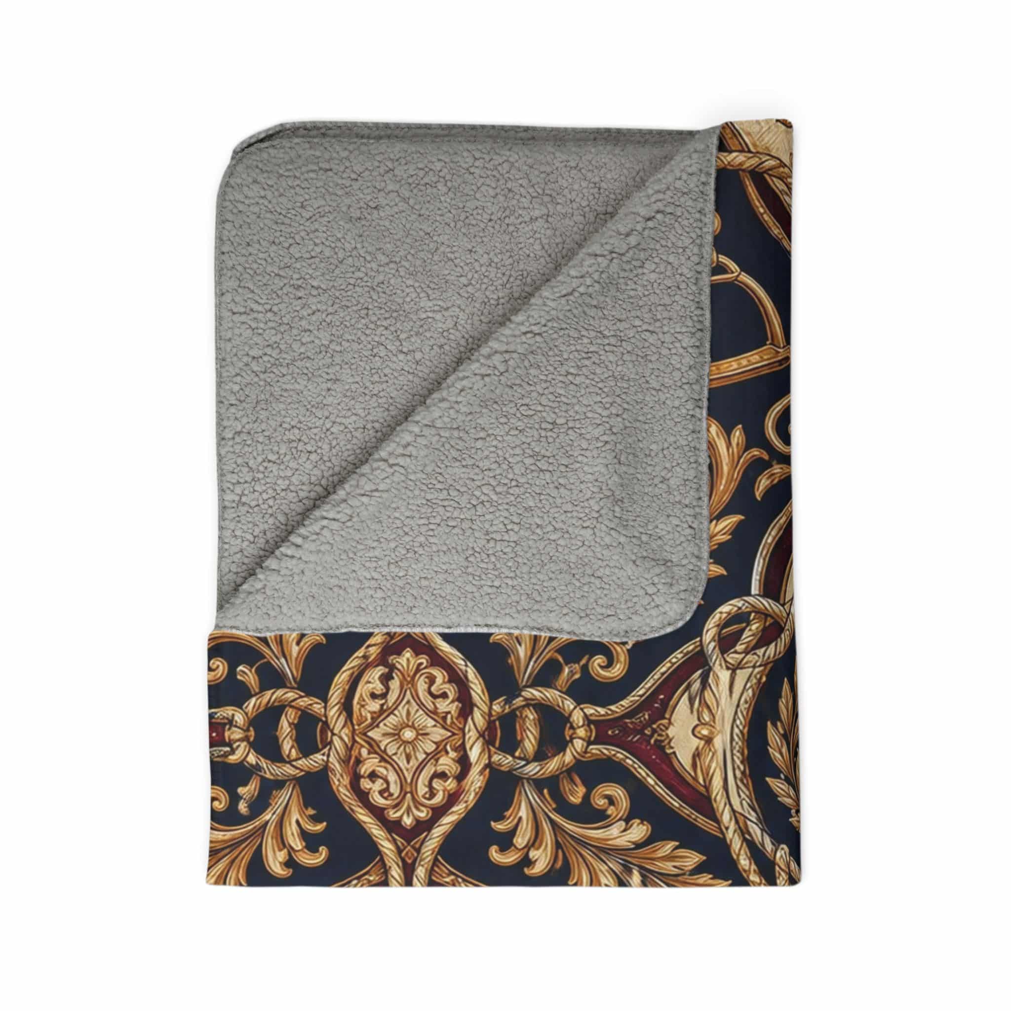 Sherpa Blanket — Vintage Baroque Crest Fleece Throw - Image 11