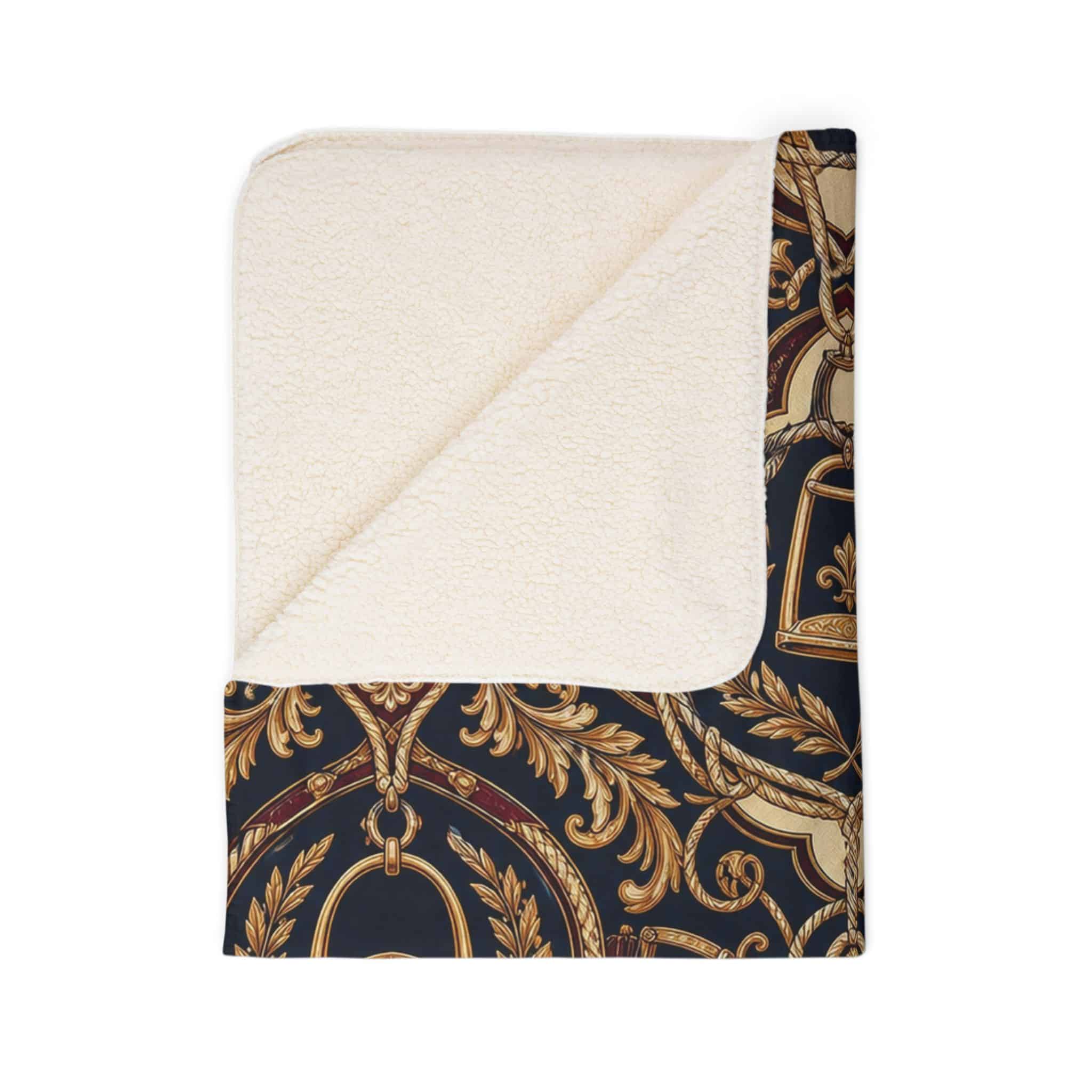 Sherpa Blanket — Vintage Baroque Crest Fleece Throw - Image 16