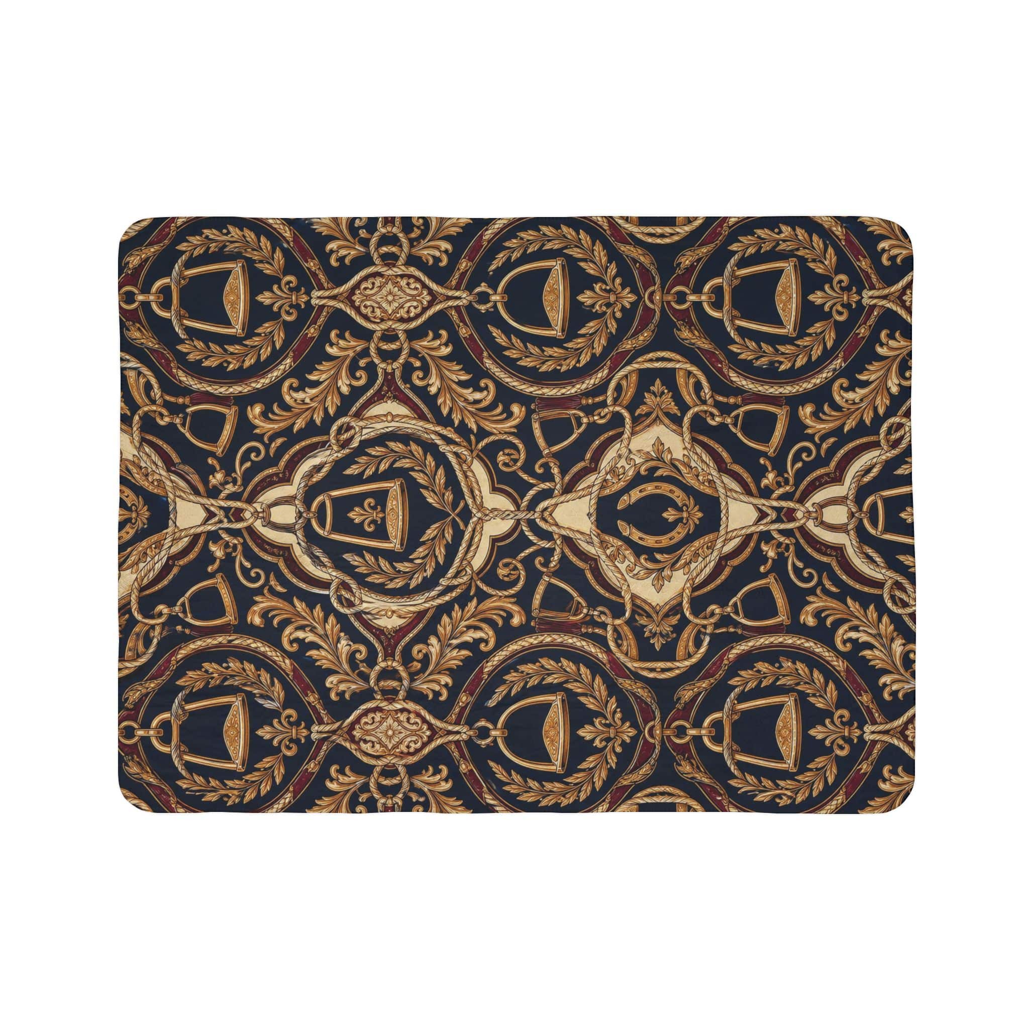 Sherpa Blanket — Vintage Baroque Crest Fleece Throw - Image 9