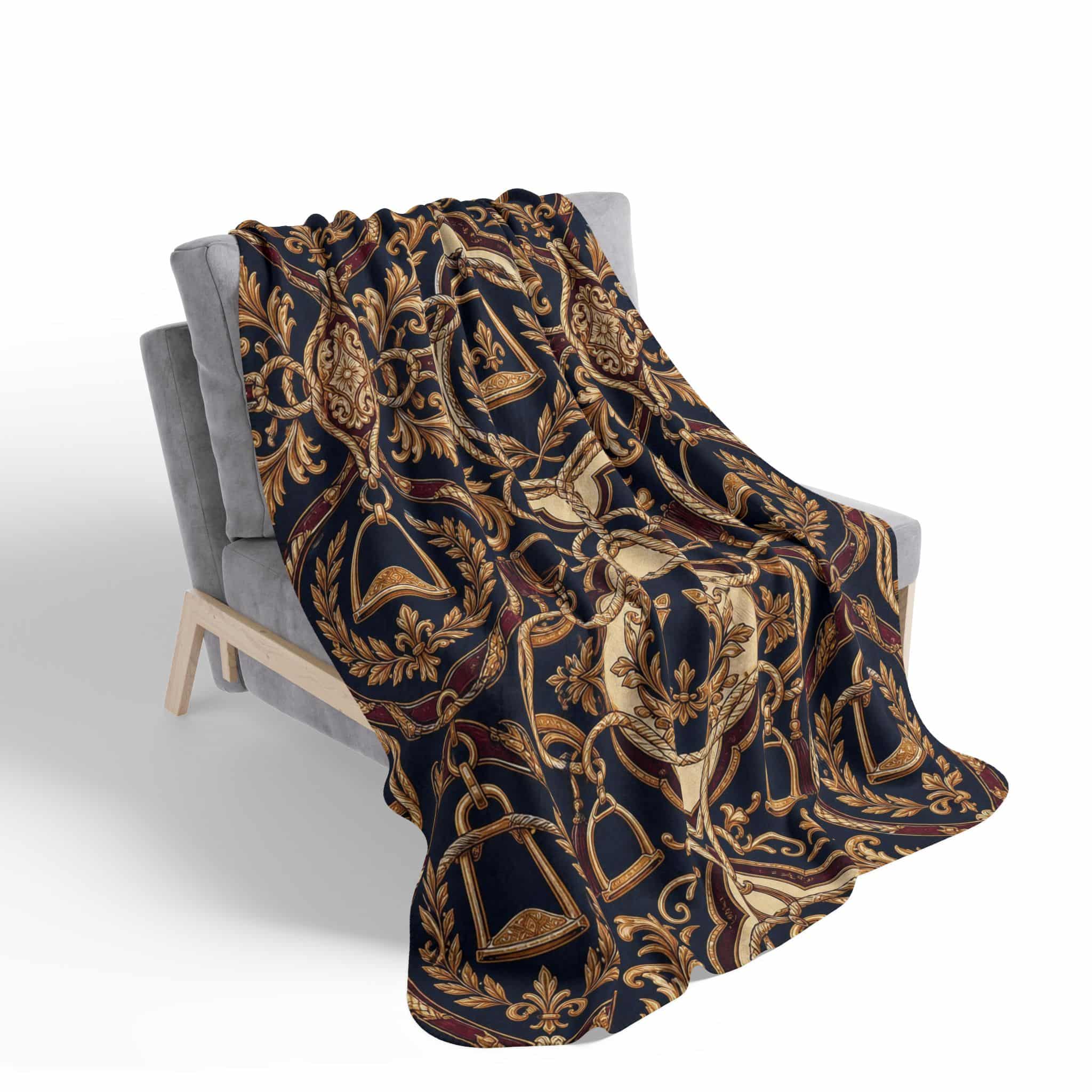 Sherpa Blanket — Vintage Baroque Crest Fleece Throw - Image 17