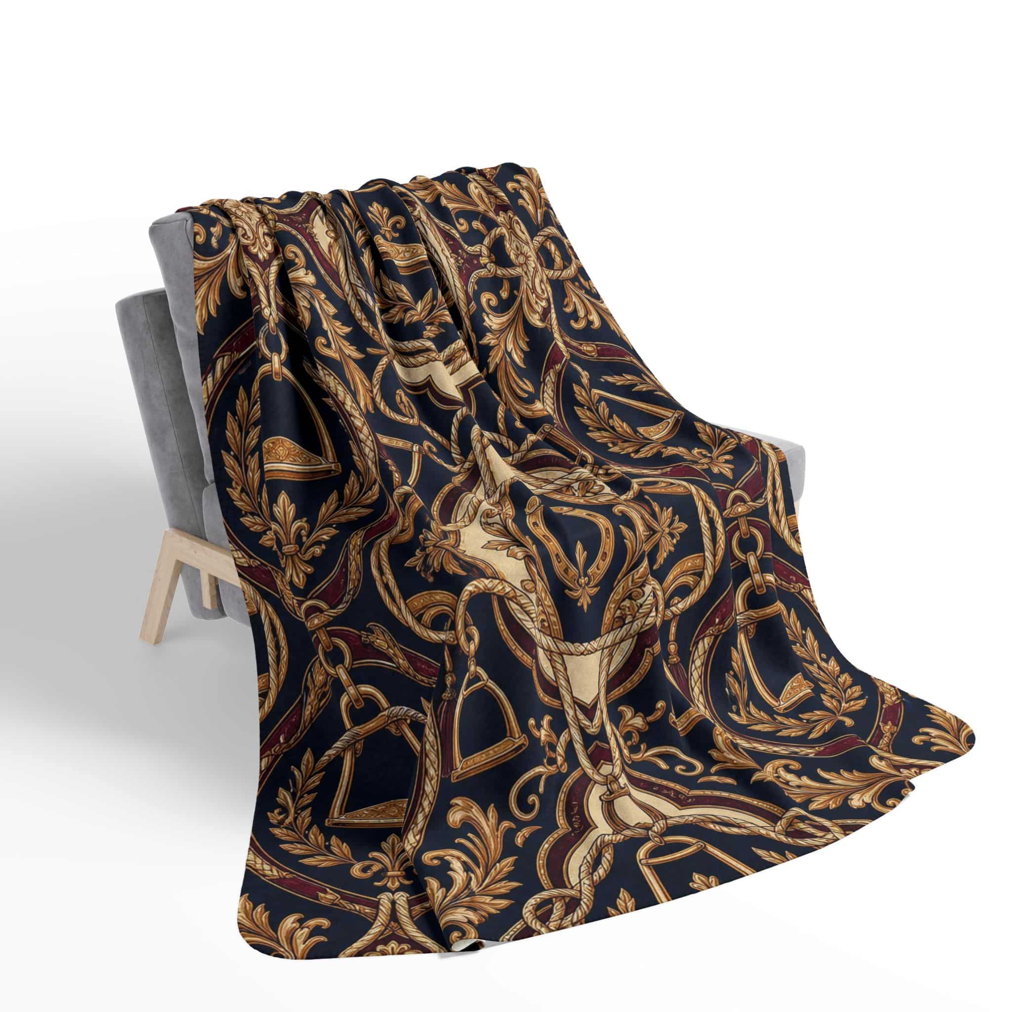 Sherpa Blanket — Vintage Baroque Crest Fleece Throw - Image 23
