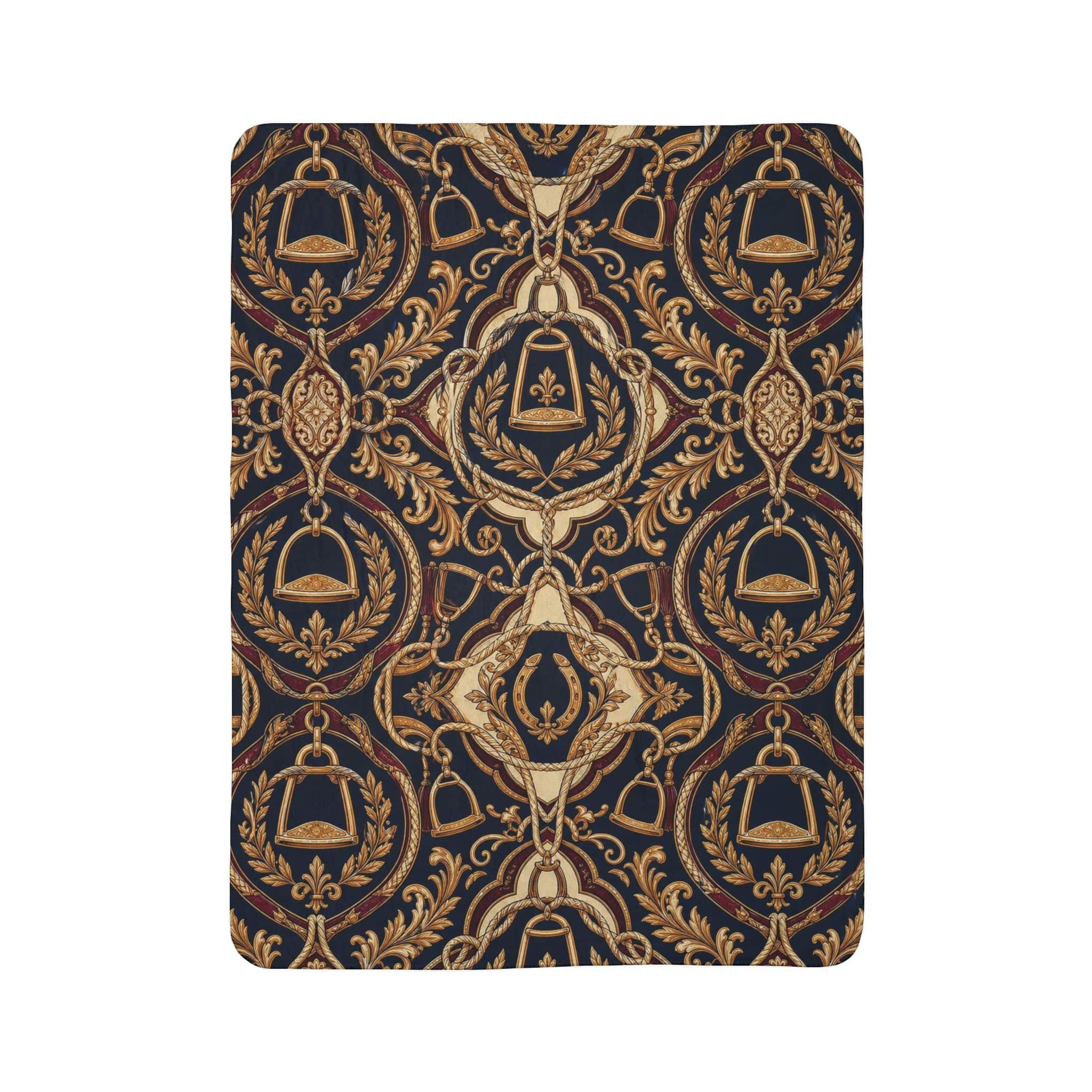 Sherpa Blanket — Vintage Baroque Crest Fleece Throw - Image 8