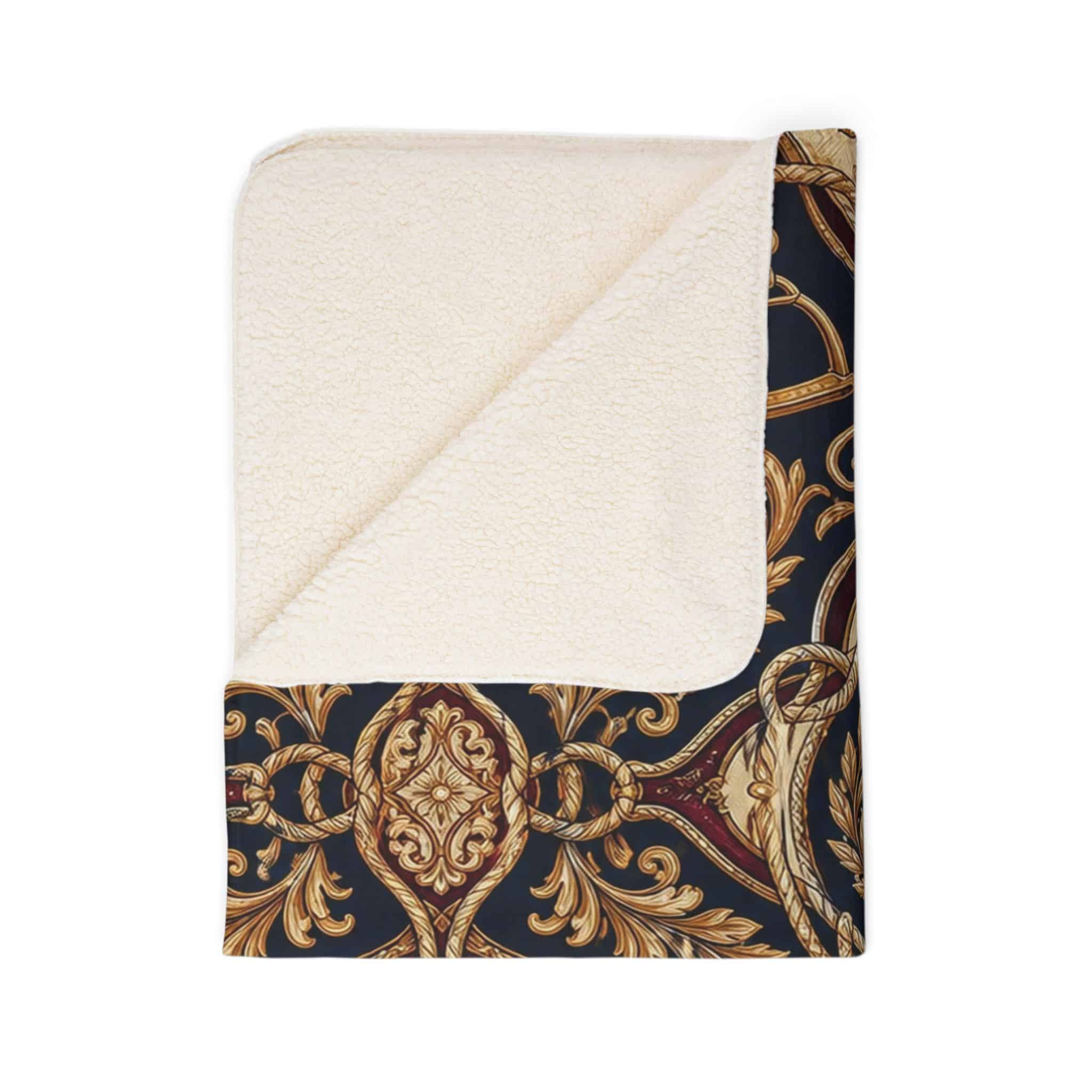 Sherpa Blanket — Vintage Baroque Crest Fleece Throw - Image 22