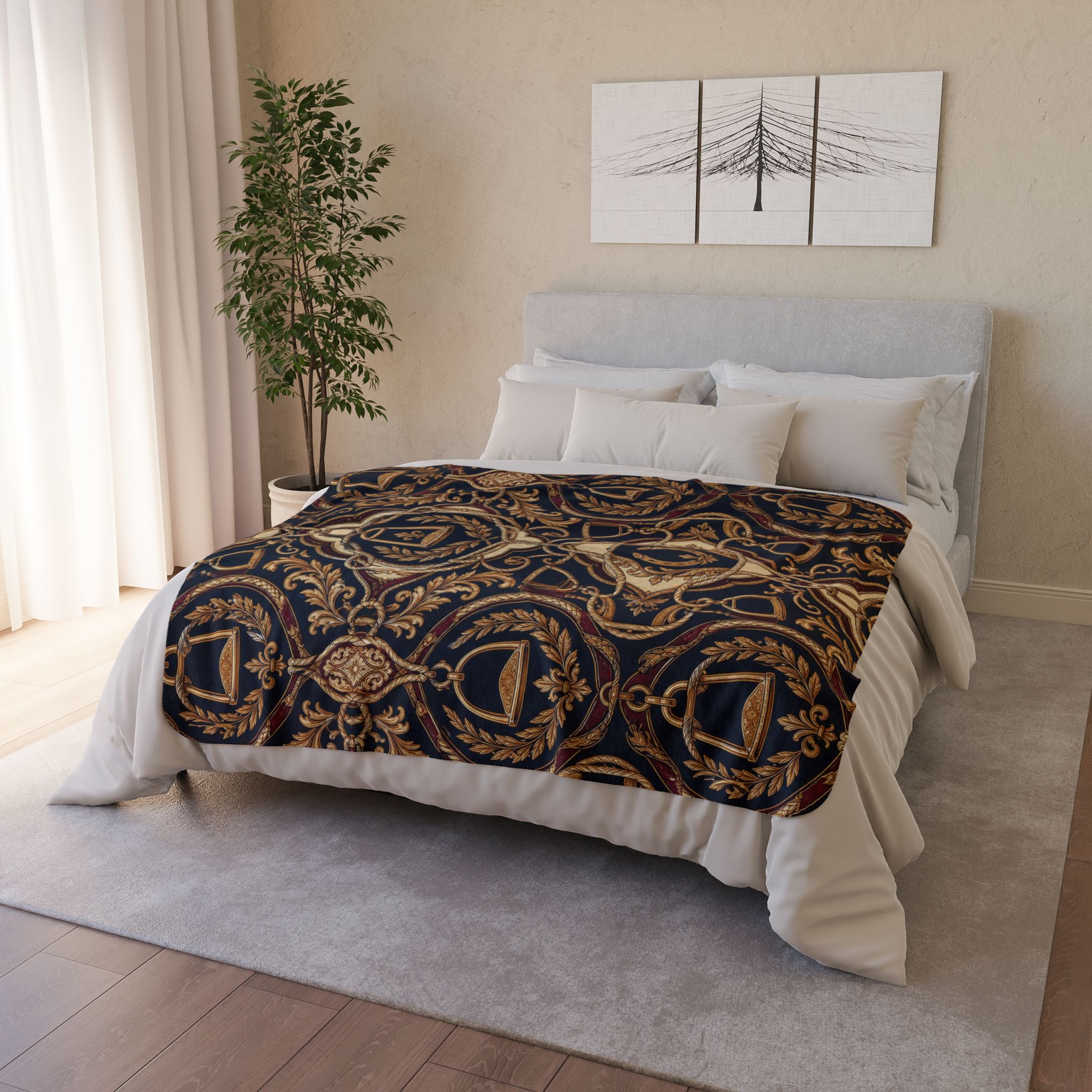 Sherpa Blanket — Vintage Baroque Crest Fleece Throw - Image 18