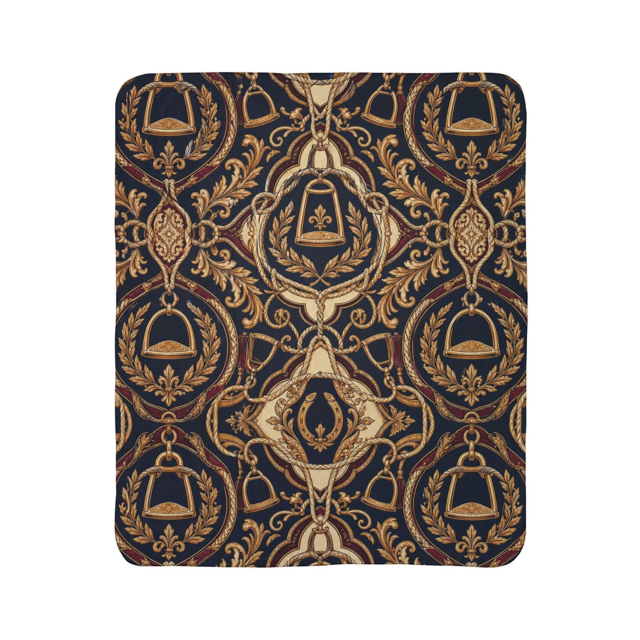 Sherpa Blanket — Vintage Baroque Crest Fleece Throw - Image 13