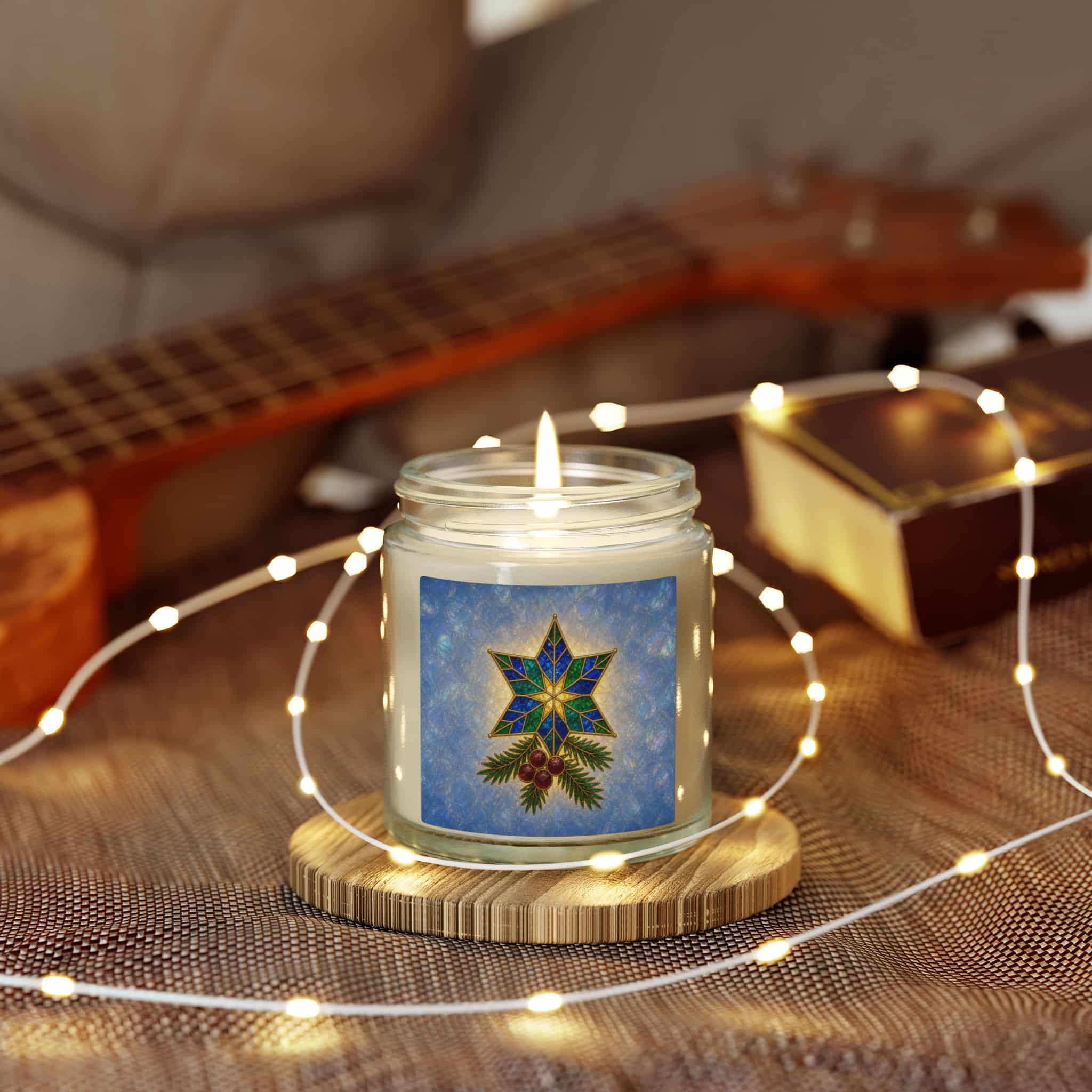 Coconut Apricot Scented Candle (4oz/9oz) — Christmas Star & Pinecone Jar - Image 30