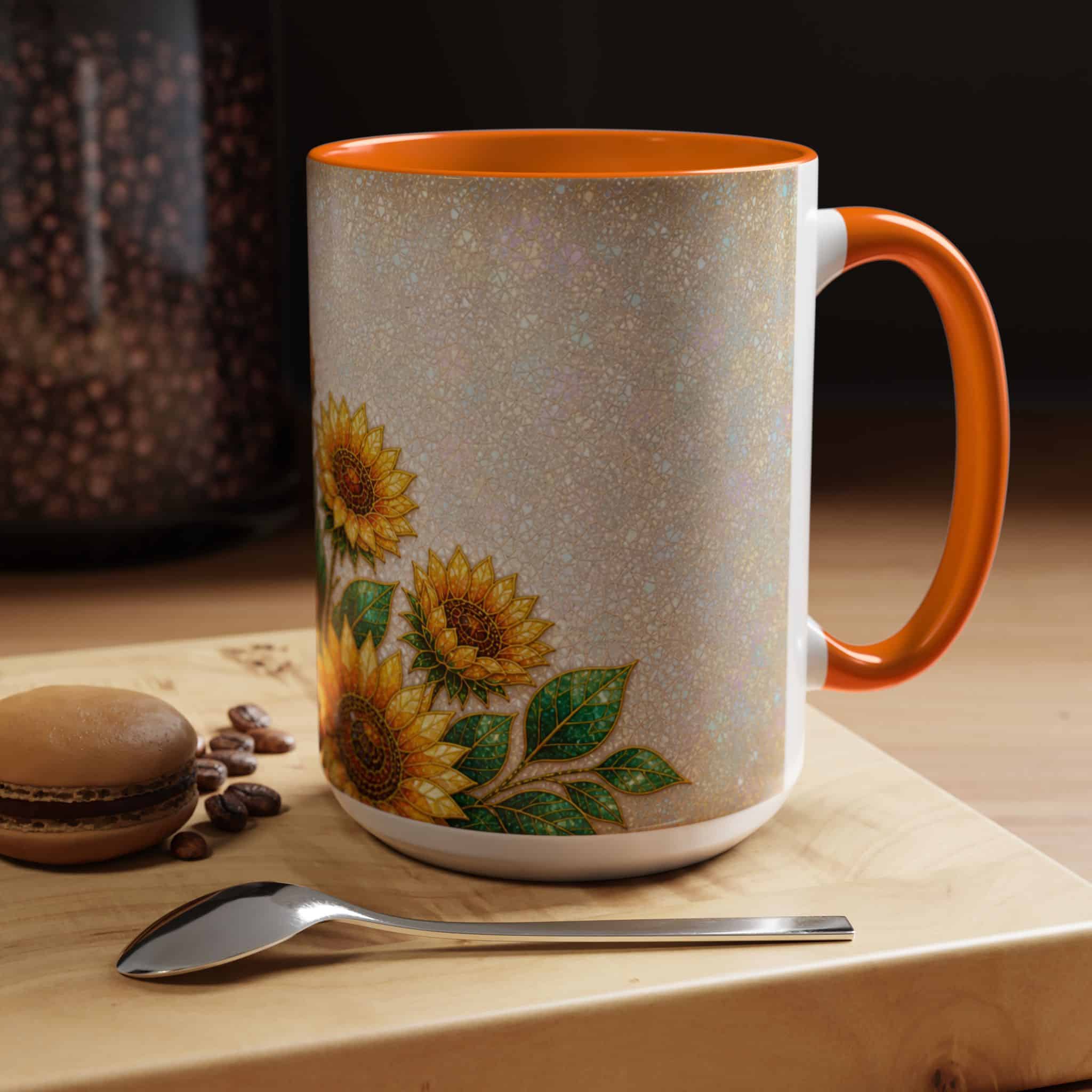 Sunflower Accent Coffee Mug – Floral Kitchen Gift (11/15 oz) - Image 83