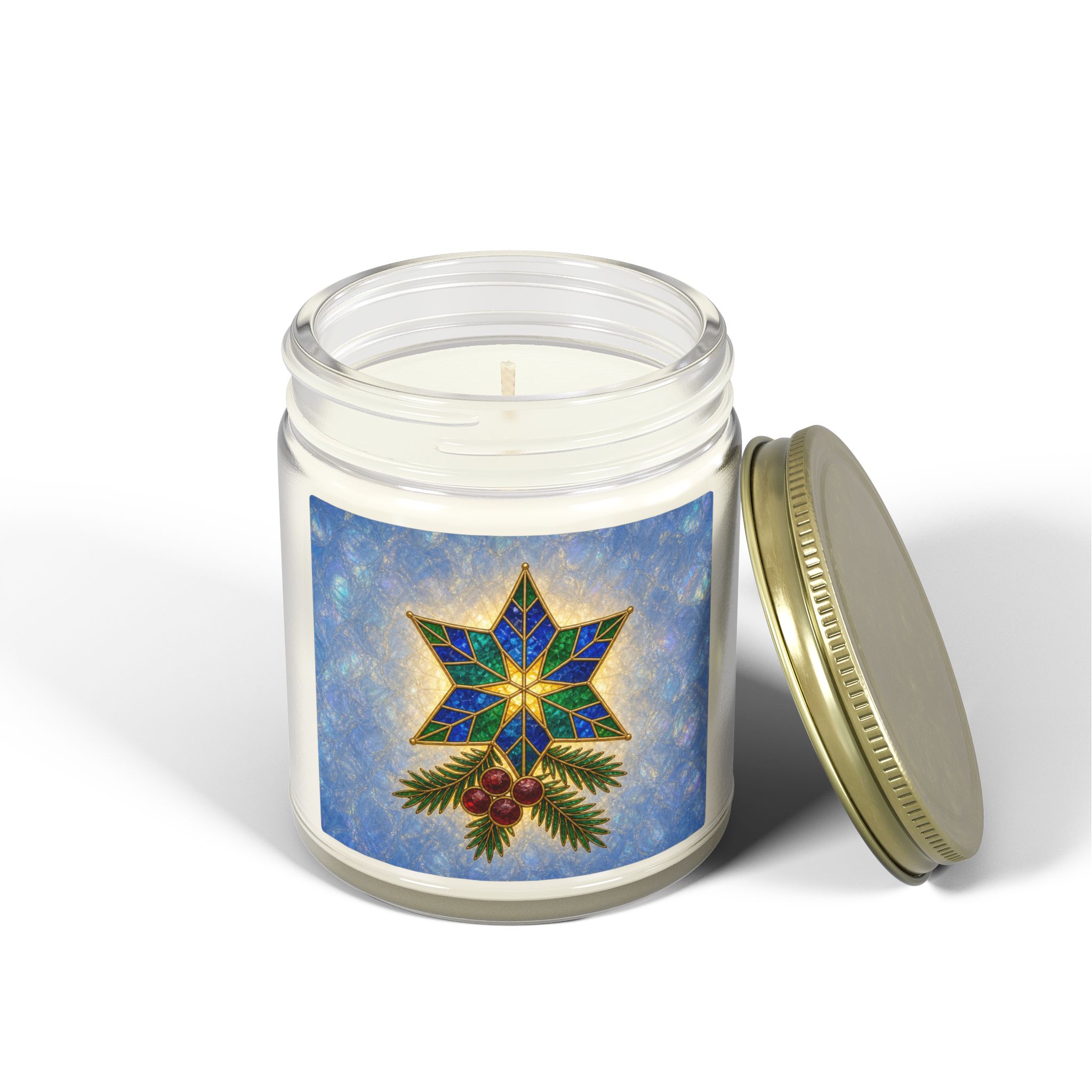 Coconut Apricot Scented Candle (4oz/9oz) — Christmas Star & Pinecone Jar - Image 67