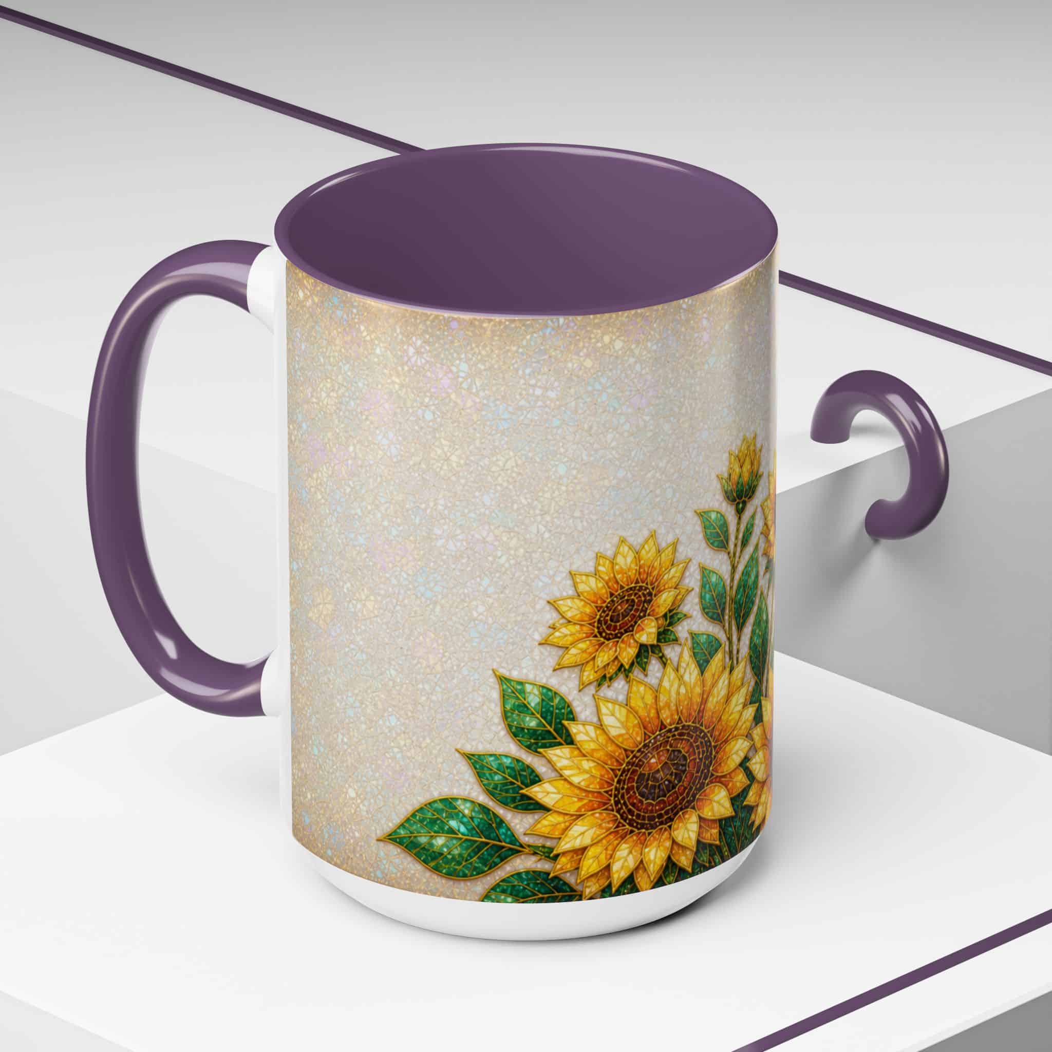 Sunflower Accent Coffee Mug – Floral Kitchen Gift (11/15 oz) - Image 102