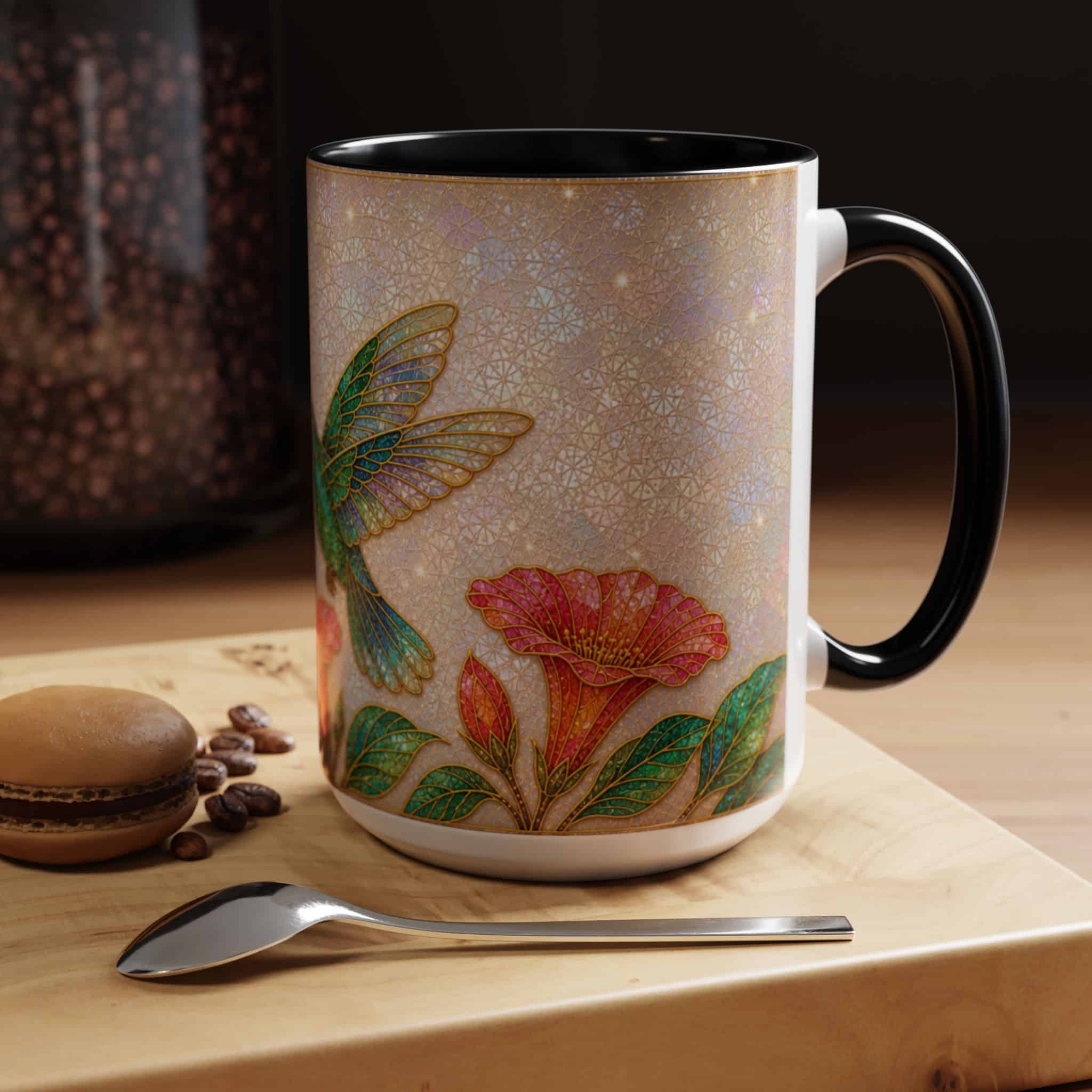 Hummingbird Floral Accent Coffee Mug – 11/15oz Ceramic - Image 35