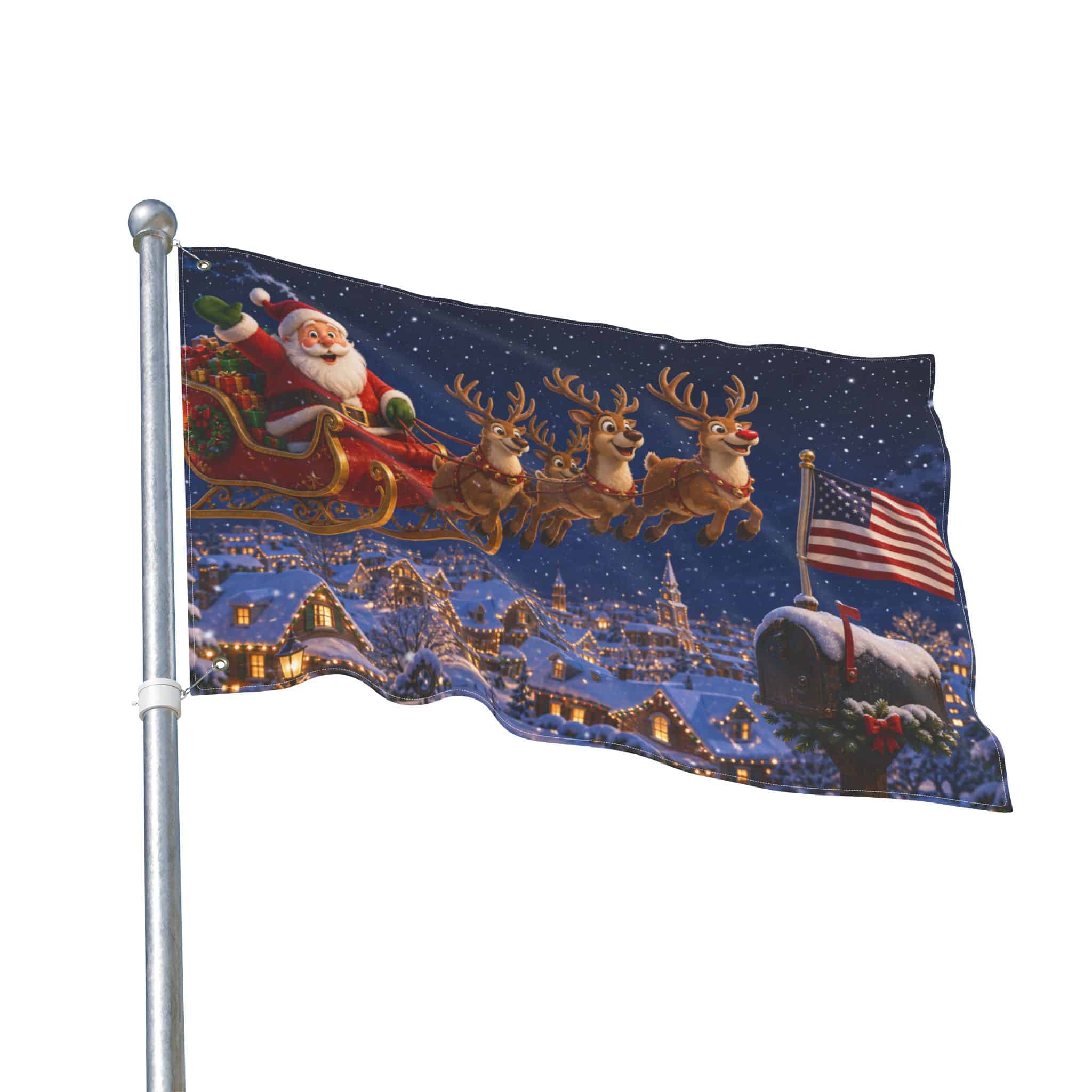 Santa Sleigh Over Town Double-Sided Christmas Flag - Image 7