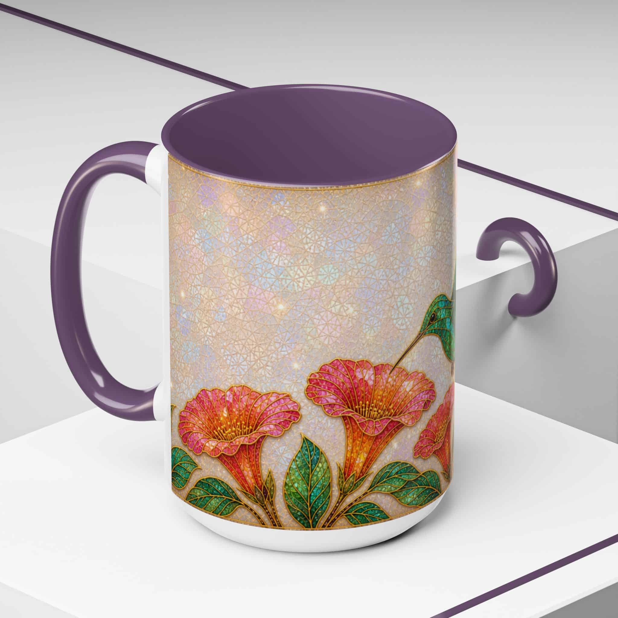 Hummingbird Floral Accent Coffee Mug – 11/15oz Ceramic - Image 108