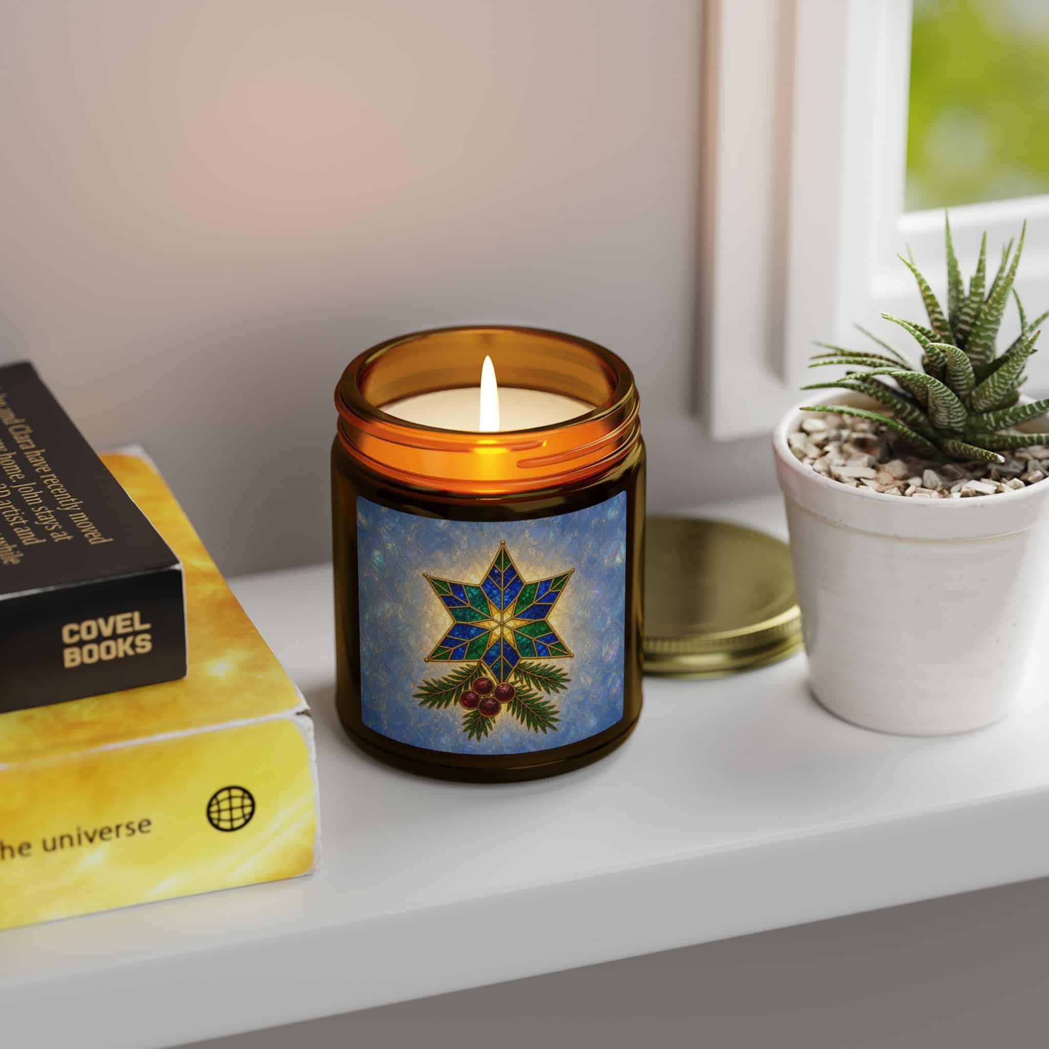 Coconut Apricot Scented Candle (4oz/9oz) — Christmas Star & Pinecone Jar - Image 158
