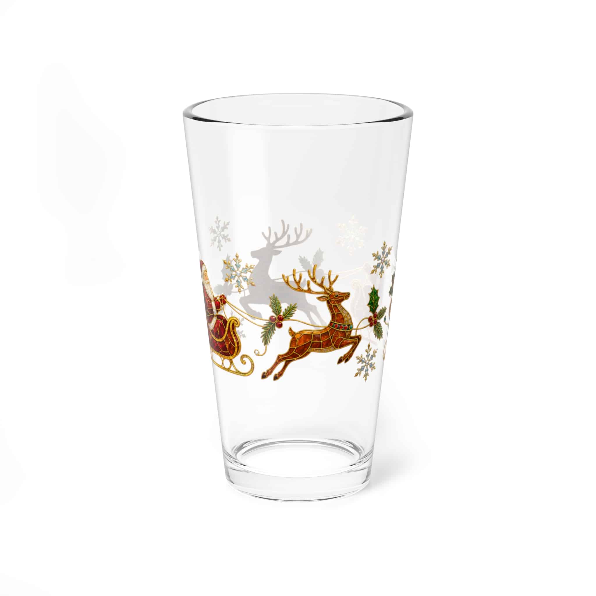 Christmas Sleigh Mixing Glass — 16oz Holiday Cocktail Pint - Image 2