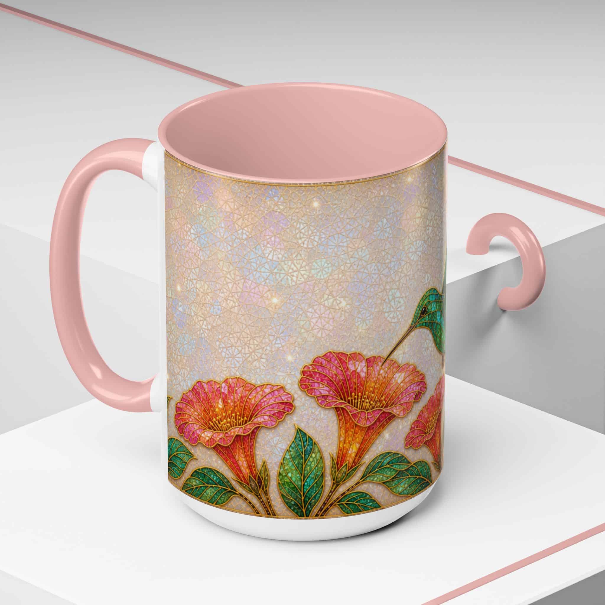 Hummingbird Floral Accent Coffee Mug – 11/15oz Ceramic - Image 48
