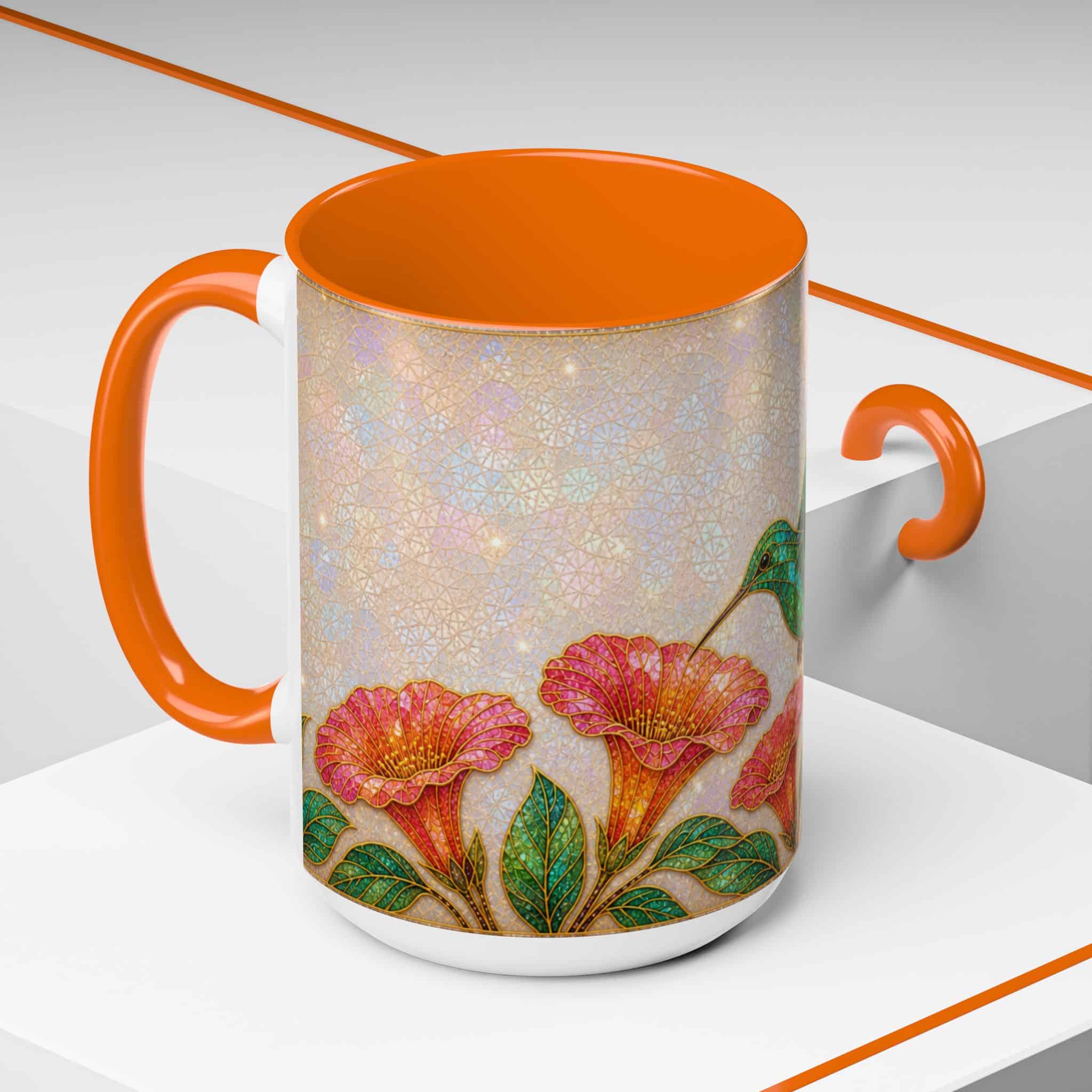 Hummingbird Floral Accent Coffee Mug – 11/15oz Ceramic - Image 84