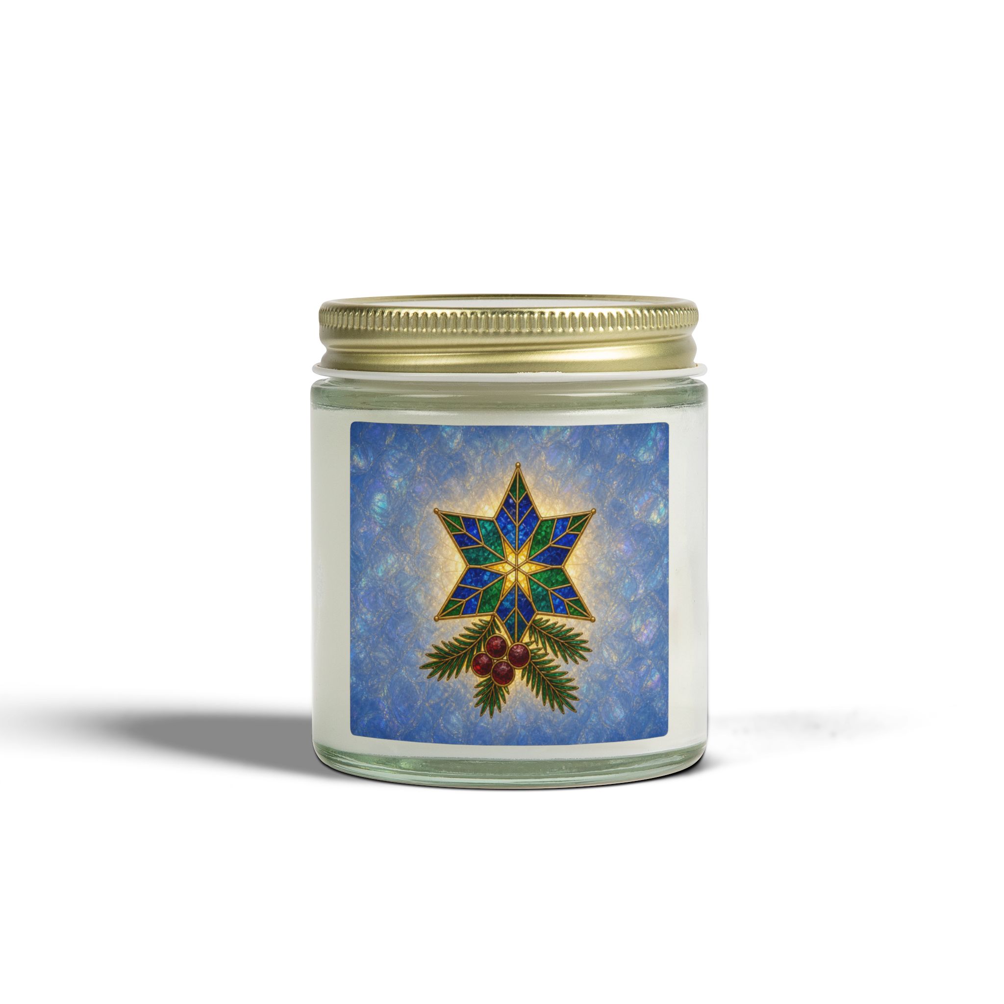 Coconut Apricot Scented Candle (4oz/9oz) — Christmas Star & Pinecone Jar - Image 21