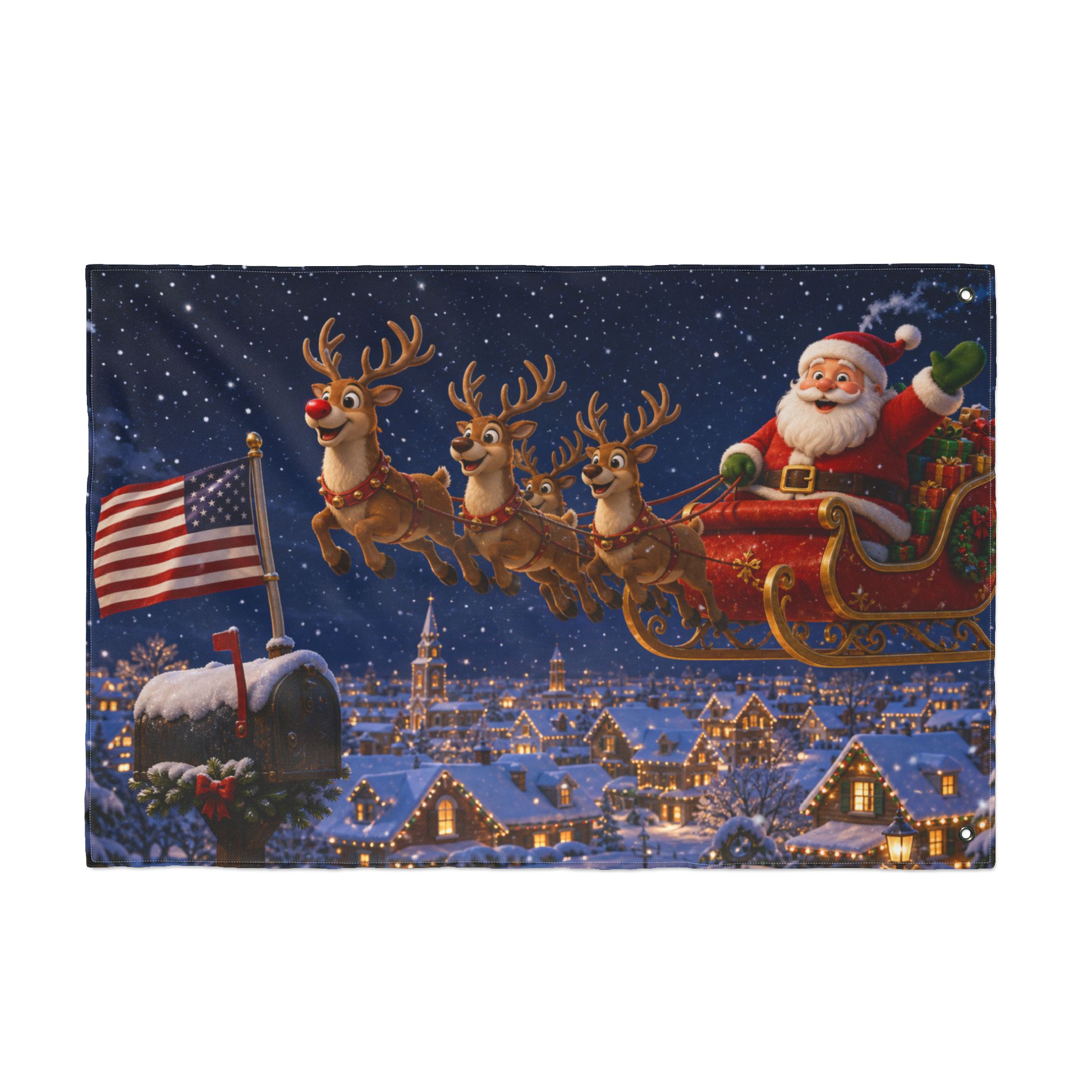 Santa Sleigh Over Town Double-Sided Christmas Flag - Image 6