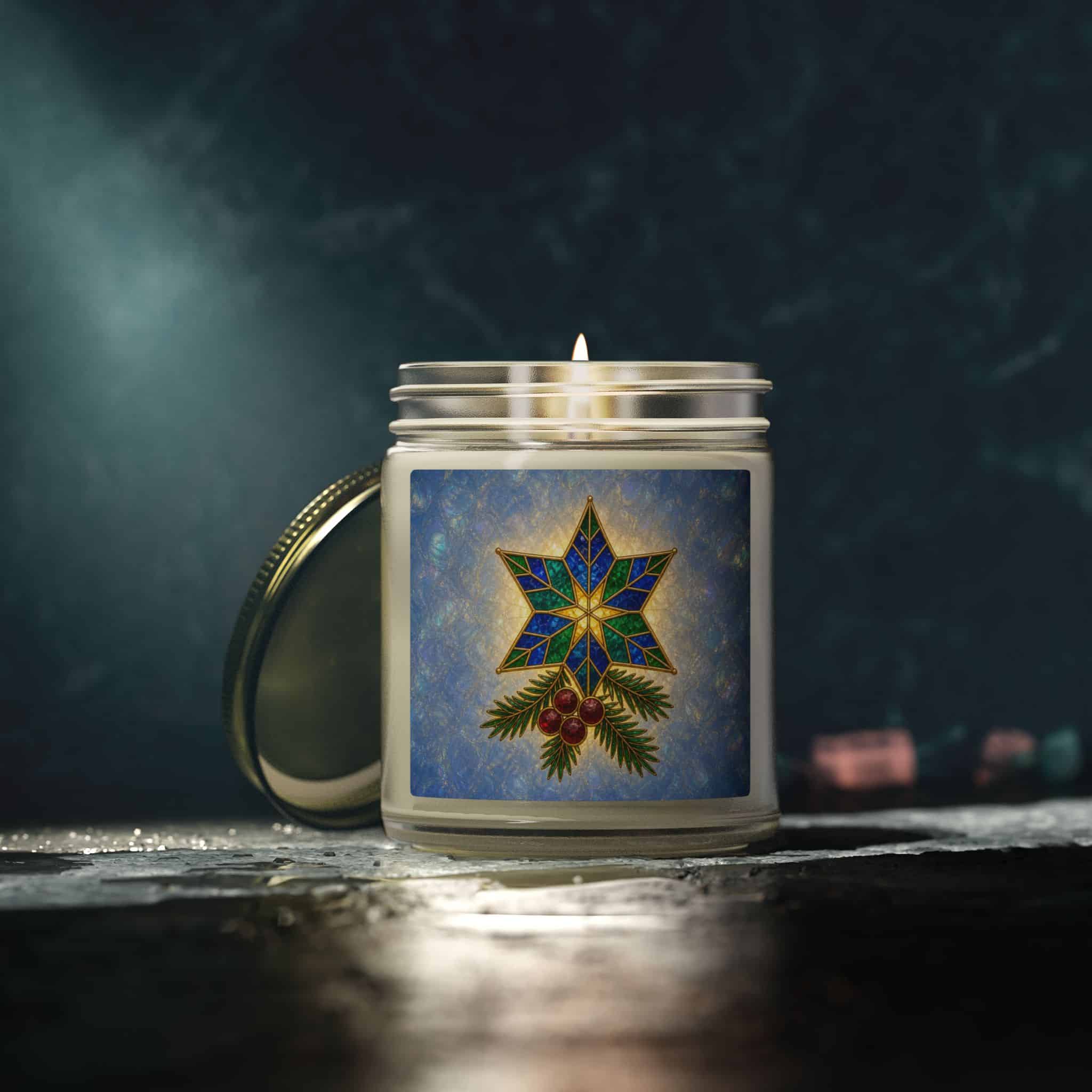 Coconut Apricot Scented Candle (4oz/9oz) — Christmas Star & Pinecone Jar - Image 179