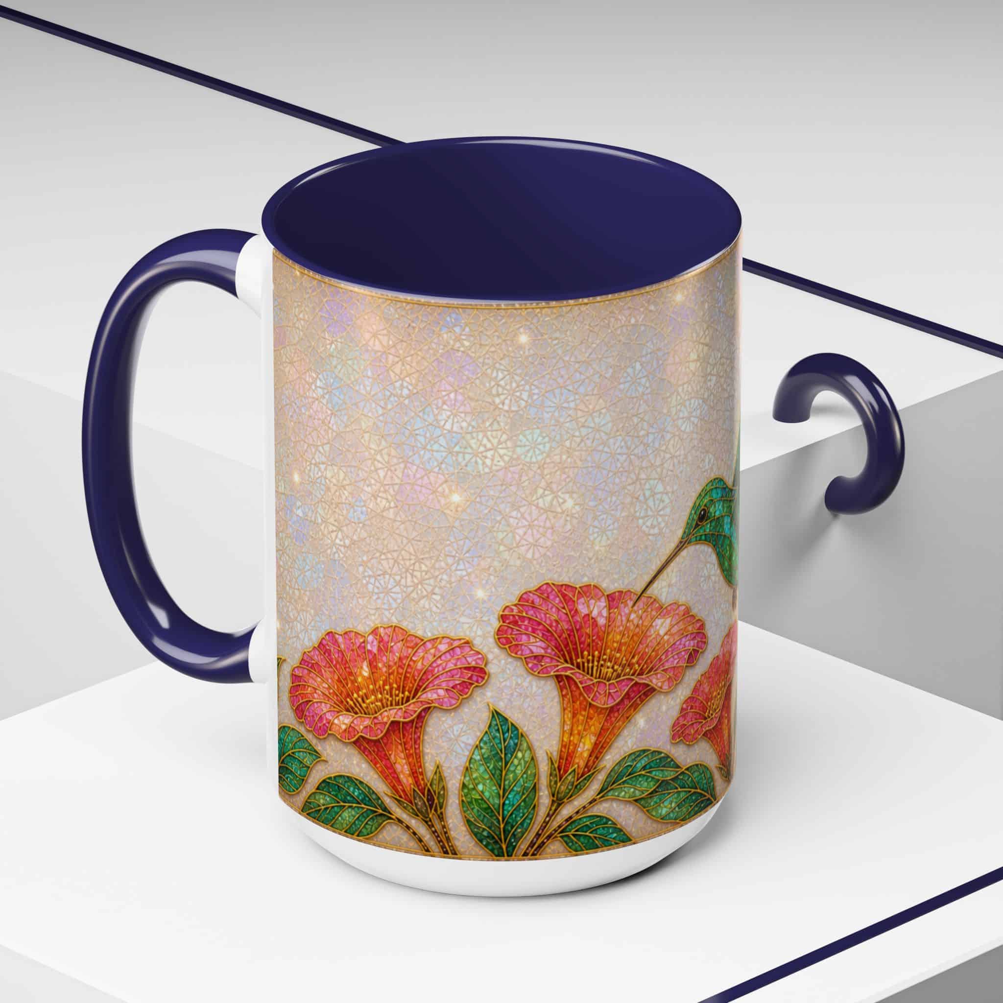 Hummingbird Floral Accent Coffee Mug – 11/15oz Ceramic - Image 42
