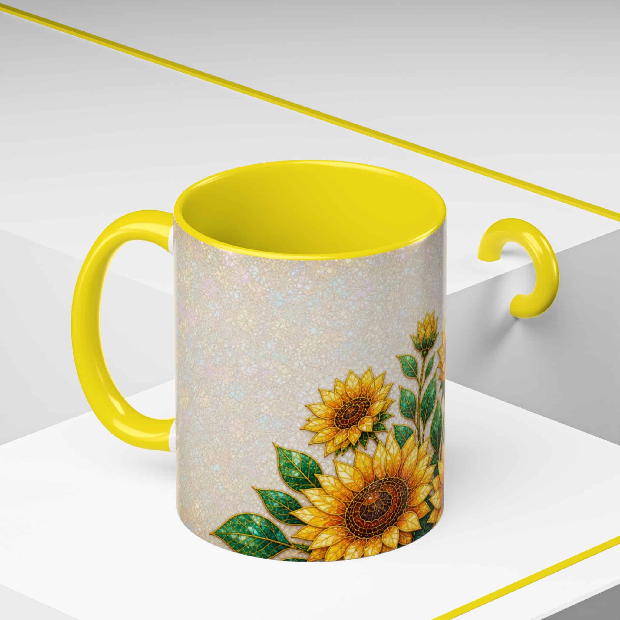 Sunflower Accent Coffee Mug – Floral Kitchen Gift (11/15 oz) - Image 78
