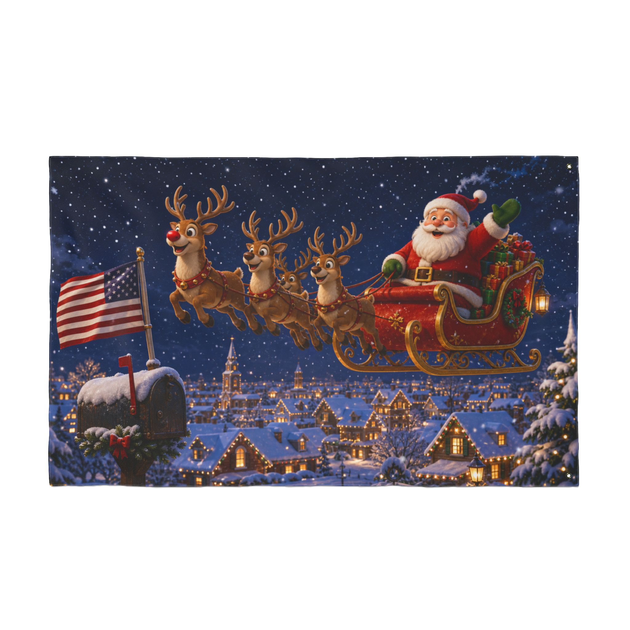 Santa Sleigh Over Town Double-Sided Christmas Flag - Image 10