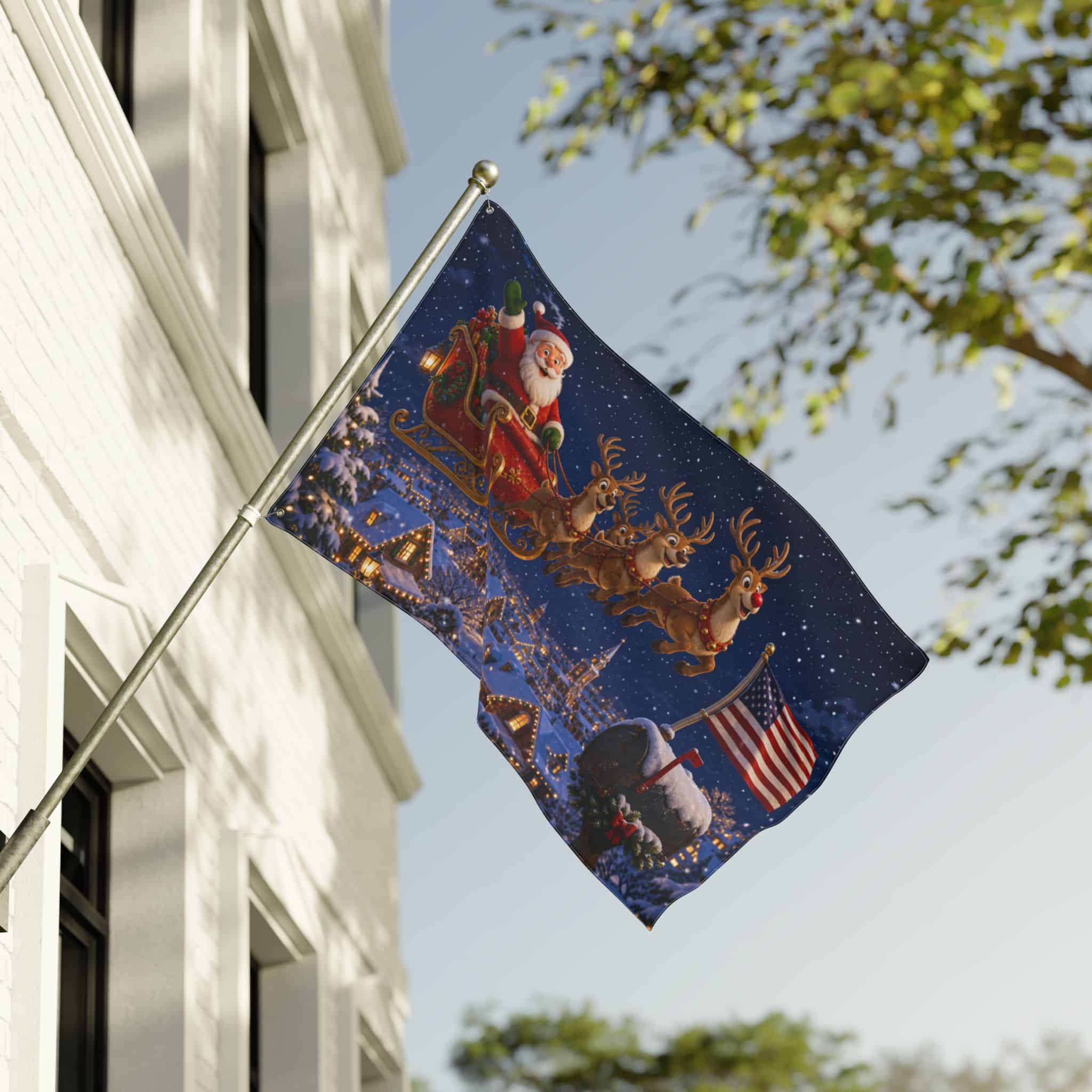 Santa Sleigh Over Town Double-Sided Christmas Flag - Image 12