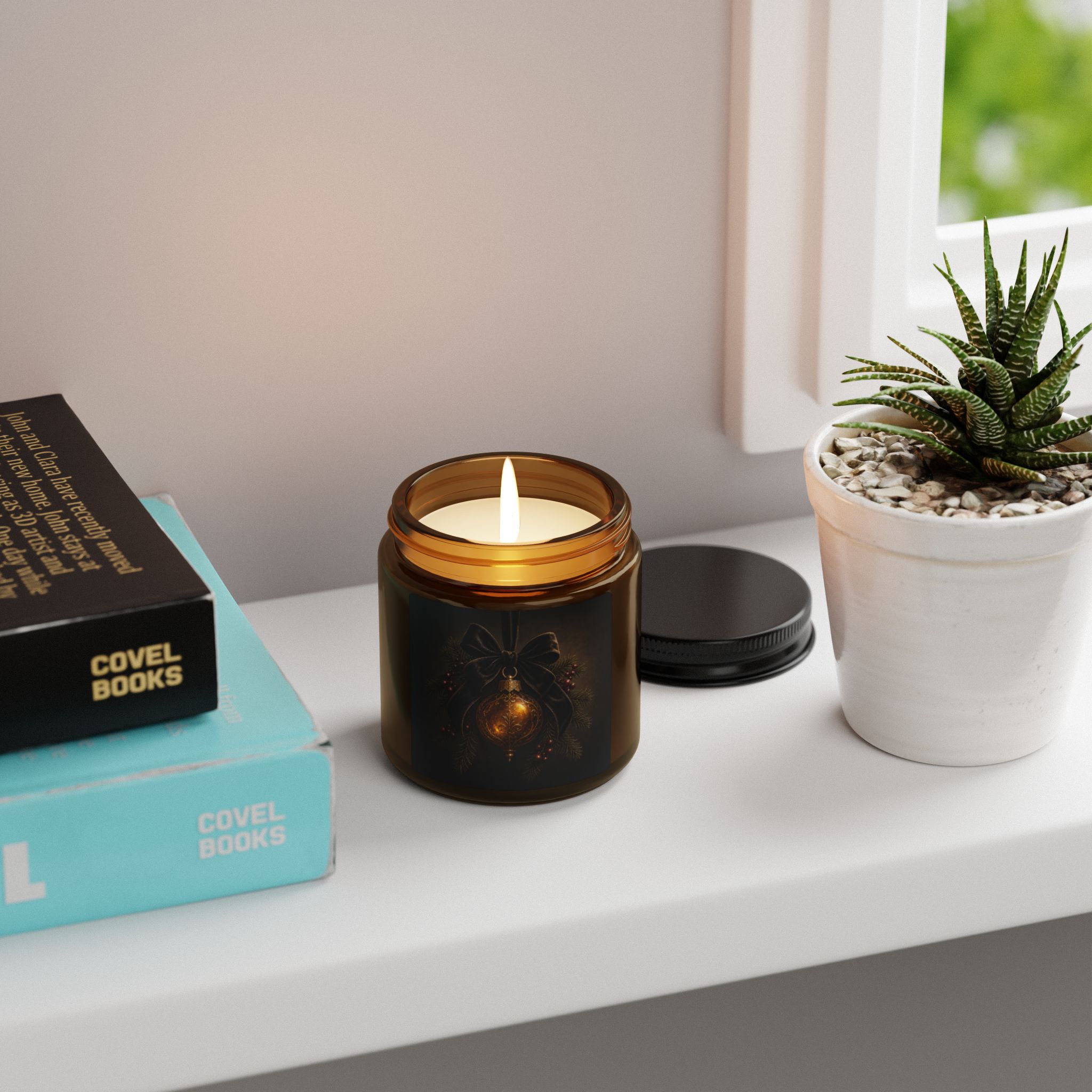 Autumn Glow Soy Candle — Amber Jar Scented Candle - Image 4