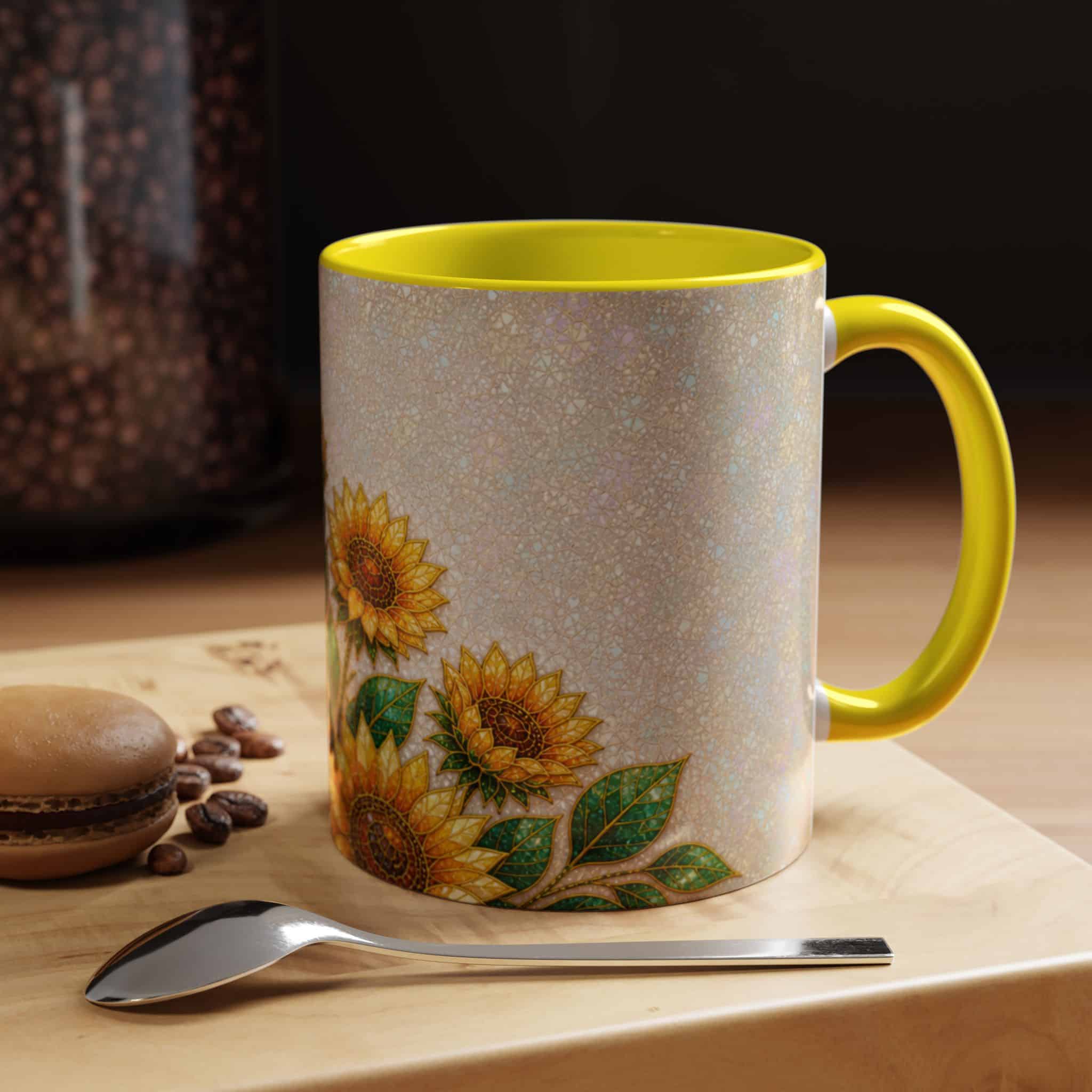 Sunflower Accent Coffee Mug – Floral Kitchen Gift (11/15 oz) - Image 77