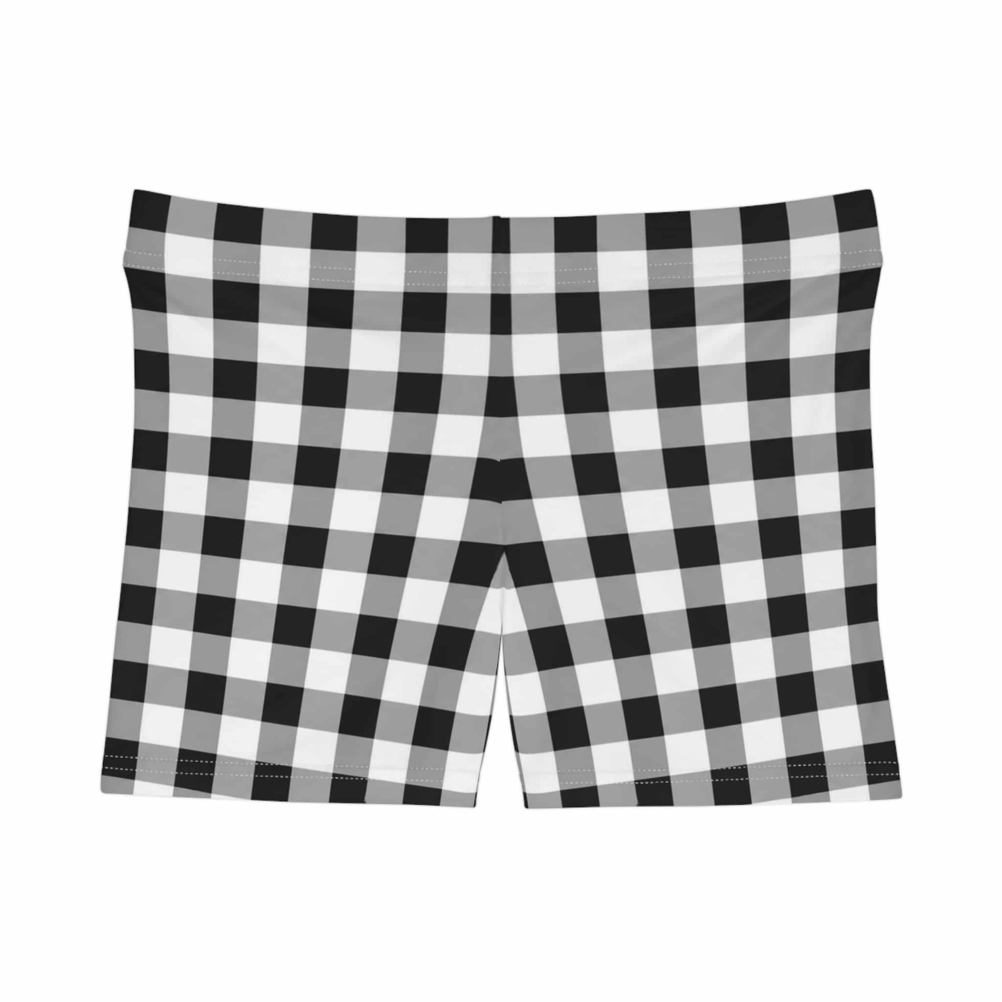 Black White Gingham Women's Shorts — Cozy Lounge Shorts - Image 5