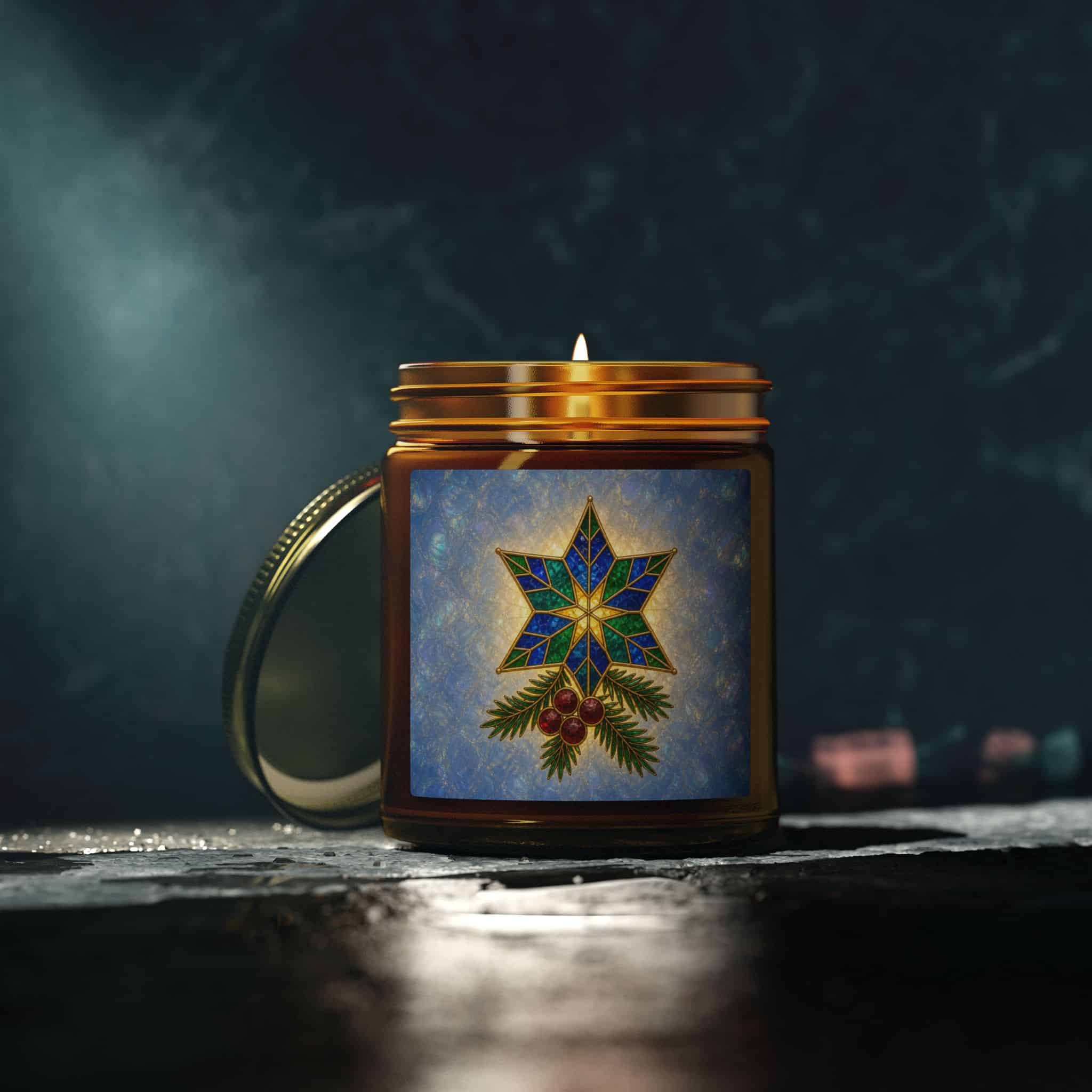 Coconut Apricot Scented Candle (4oz/9oz) — Christmas Star & Pinecone Jar - Image 174
