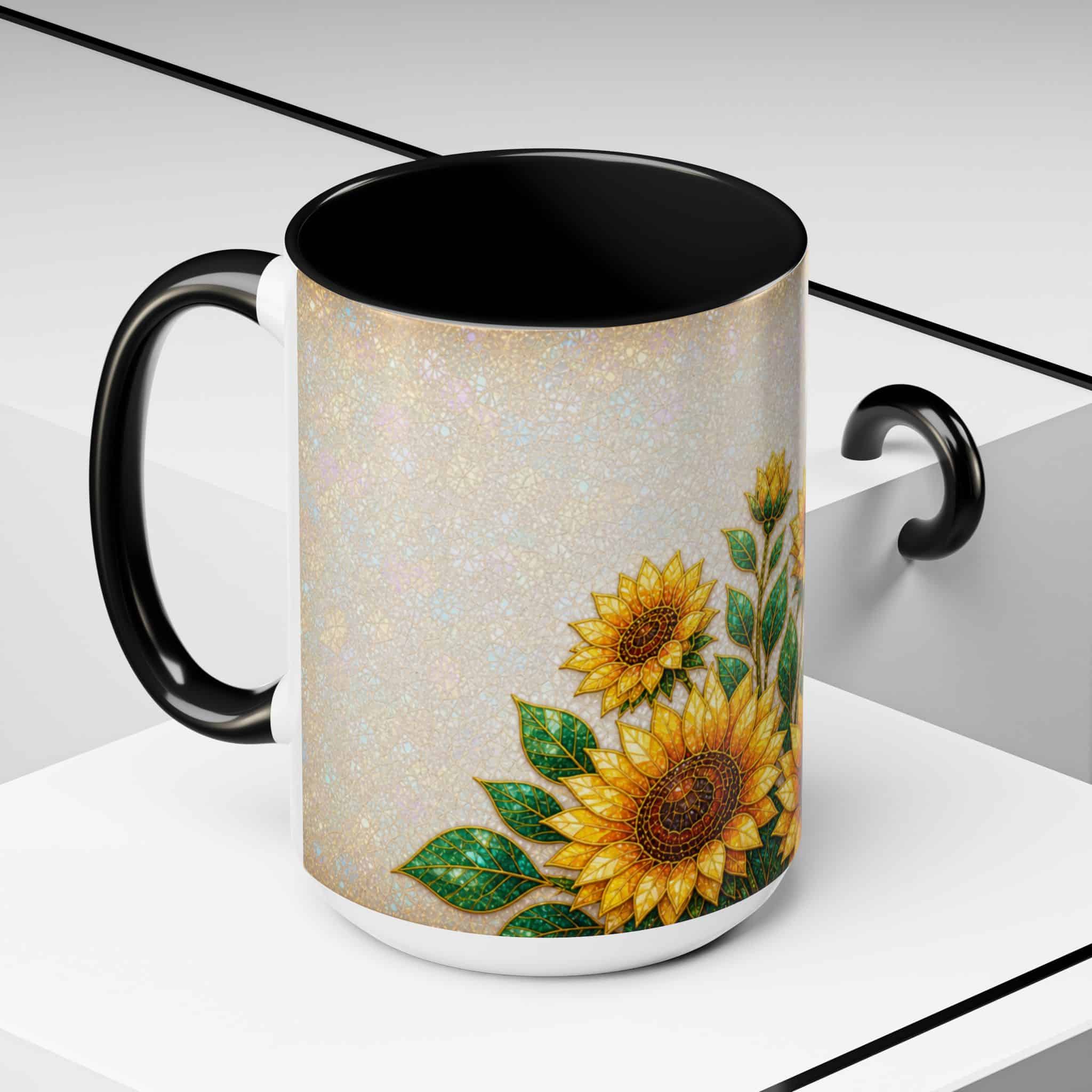 Sunflower Accent Coffee Mug – Floral Kitchen Gift (11/15 oz) - Image 36