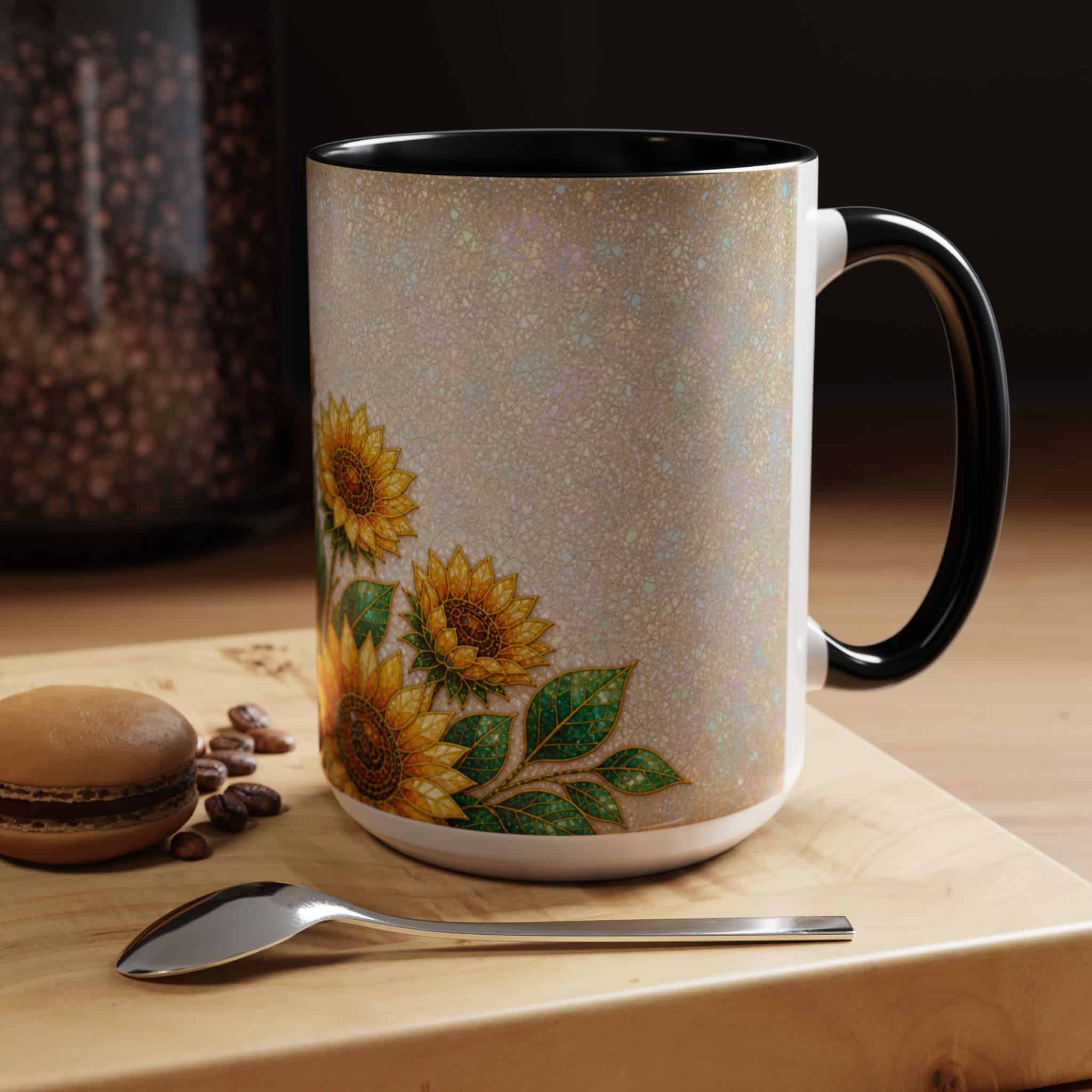 Sunflower Accent Coffee Mug – Floral Kitchen Gift (11/15 oz) - Image 35