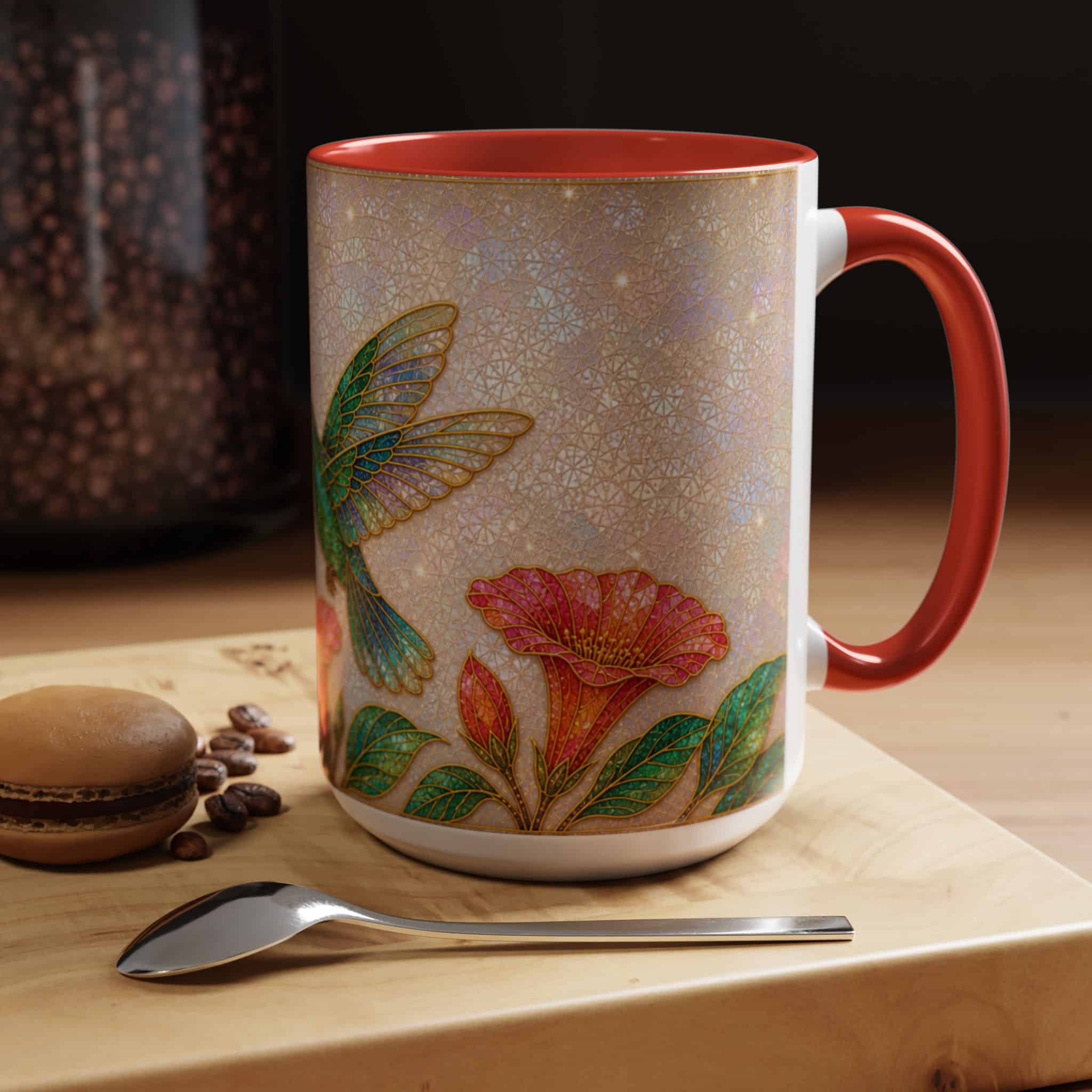 Hummingbird Floral Accent Coffee Mug – 11/15oz Ceramic - Image 53