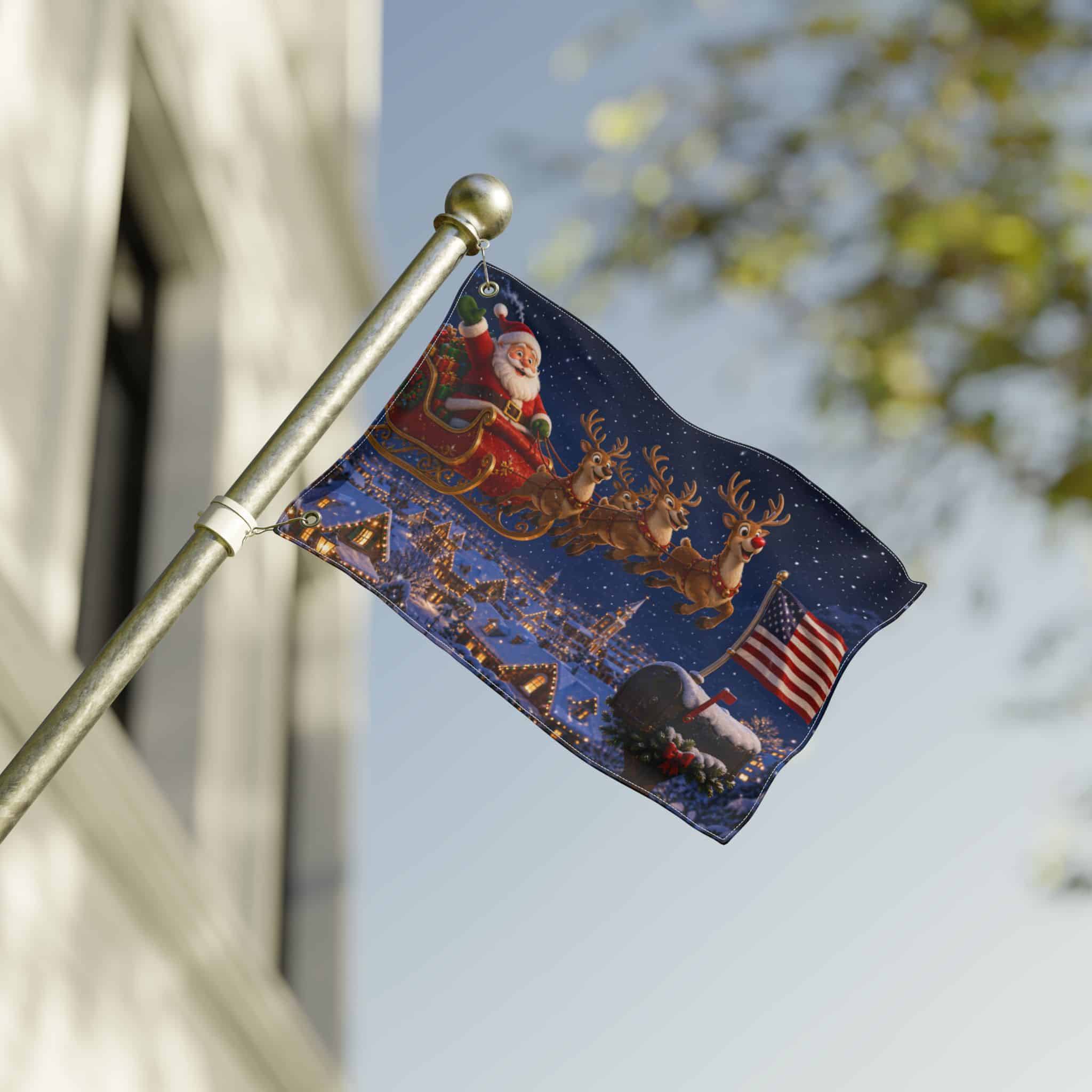 Santa Sleigh Over Town Double-Sided Christmas Flag - Image 4