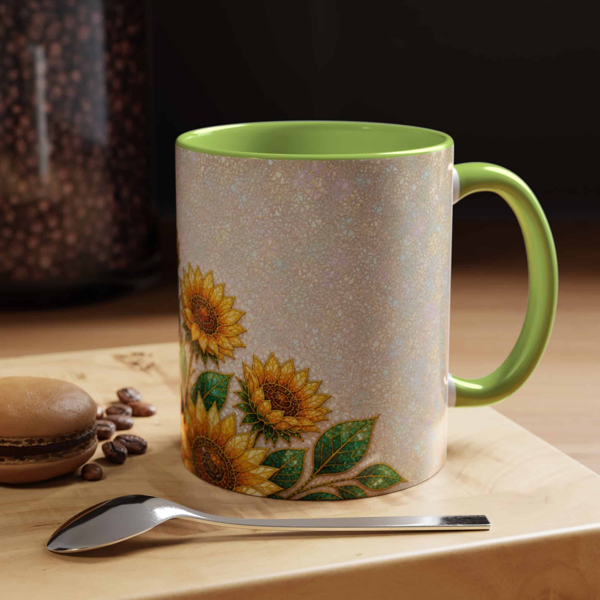 Sunflower Accent Coffee Mug – Floral Kitchen Gift (11/15 oz) - Image 89