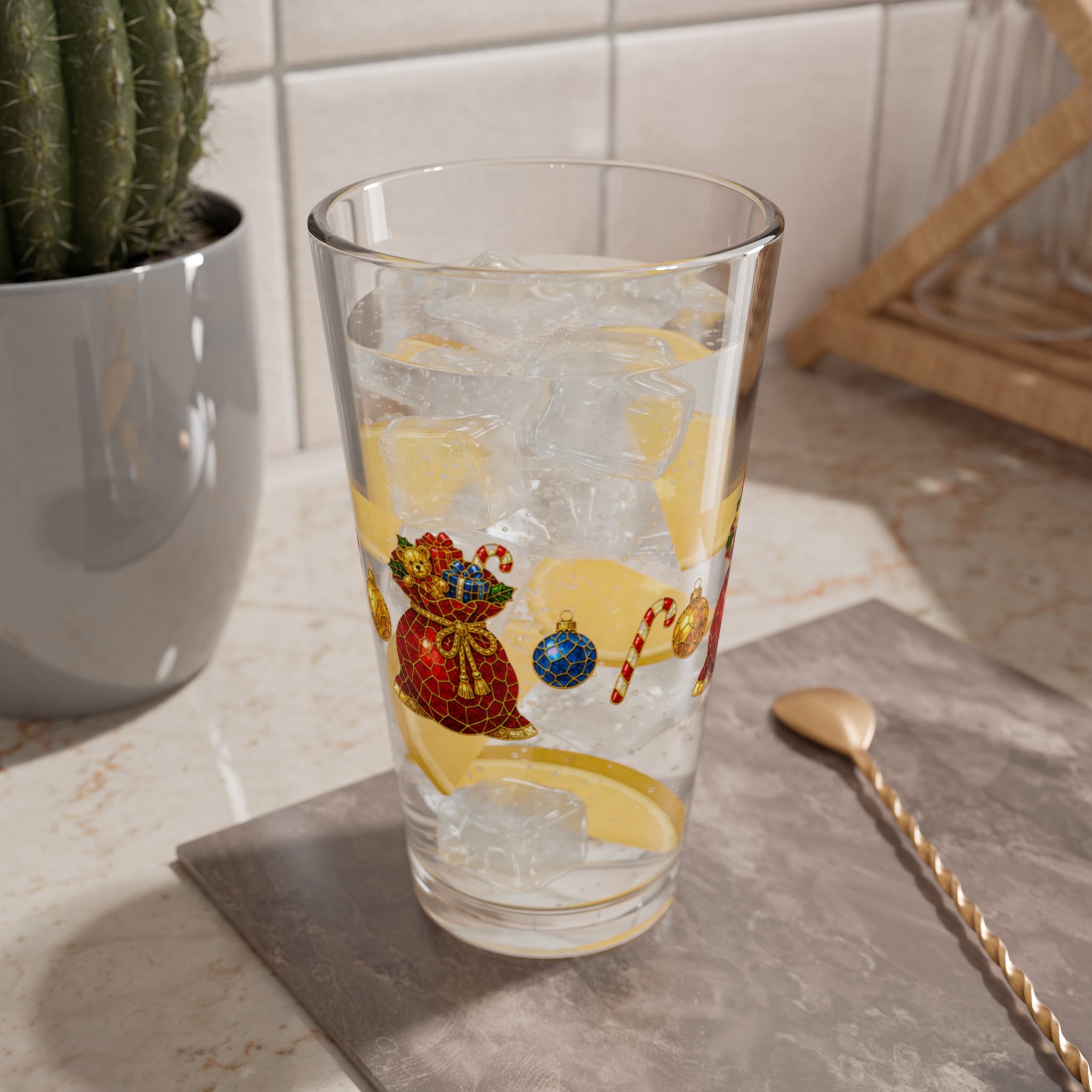 Christmas Gnome Mixing Glass — 16oz Festive Holiday Bar Pint Glass - Image 6