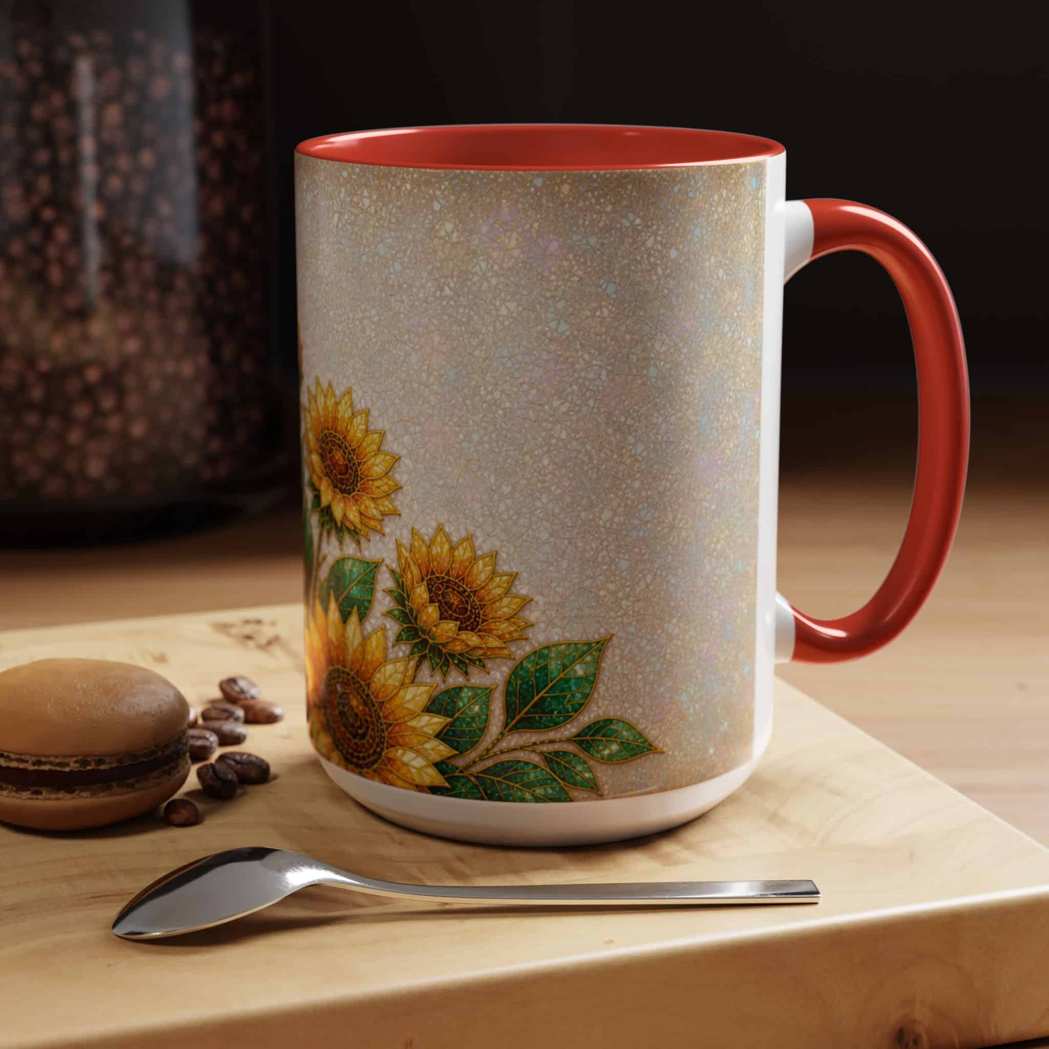 Sunflower Accent Coffee Mug – Floral Kitchen Gift (11/15 oz) - Image 53