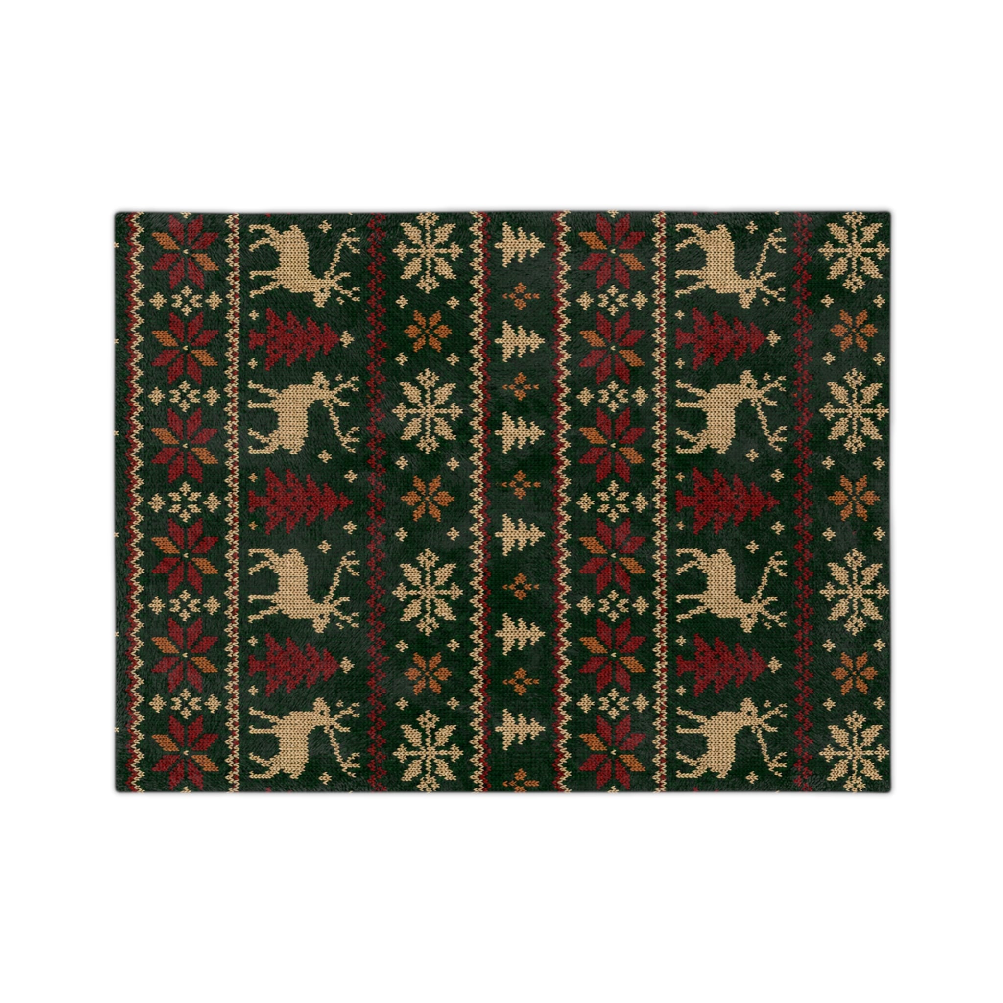 Christmas Reindeer Knit-Pattern Velveteen Blanket - Image 2