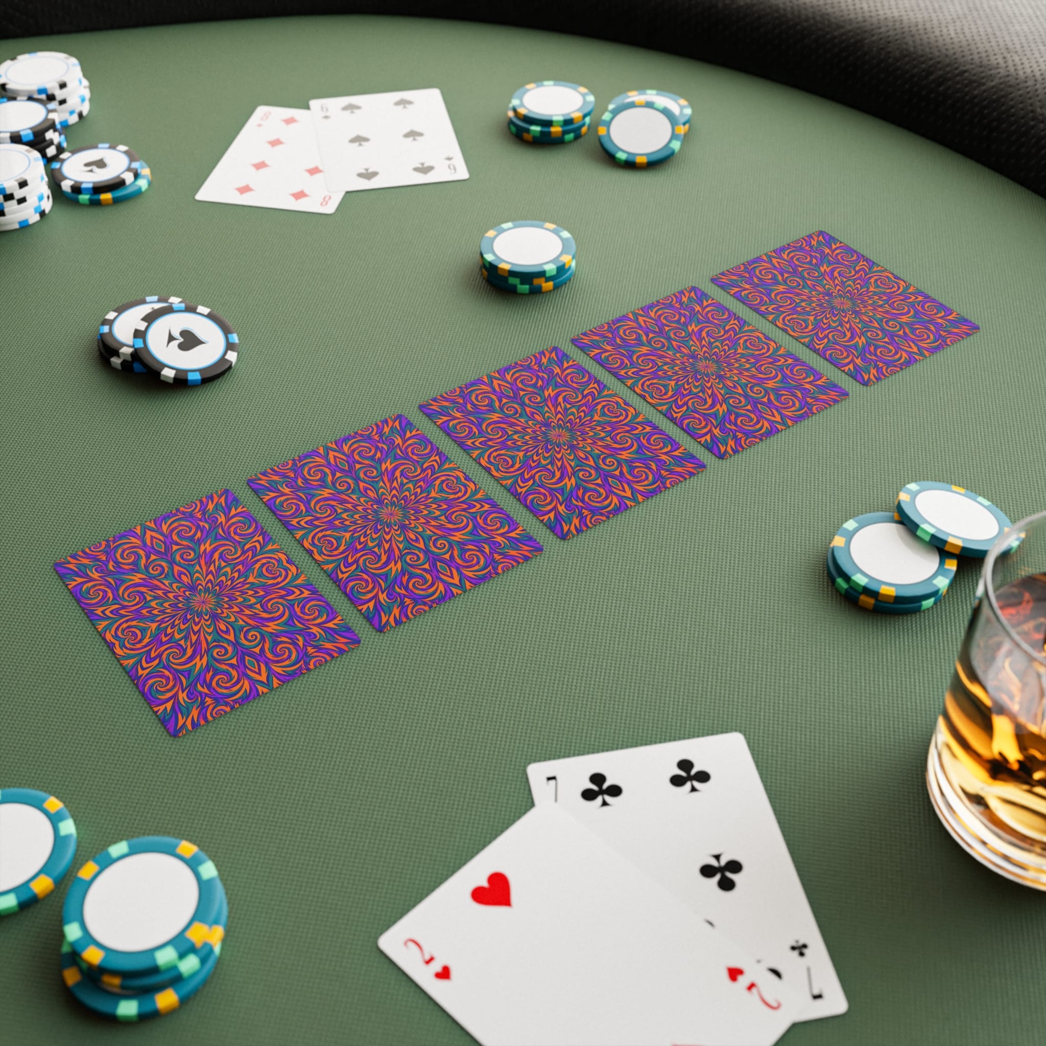 Psychedelic Op-Art Swirl Poker Cards - Image 6