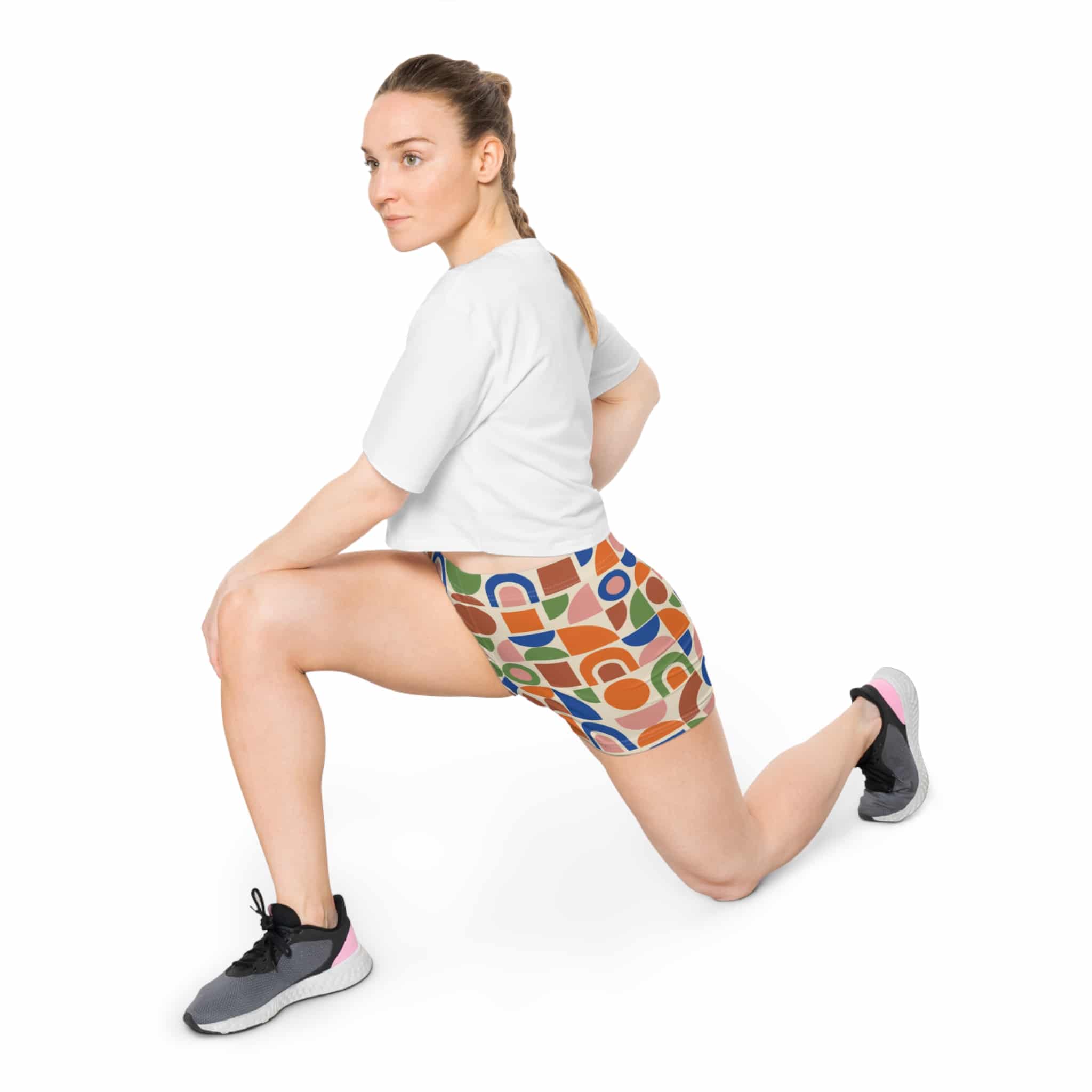 Retro Geometric Women's Shorts — Colorful 70s Mosaic Pattern - Image 3