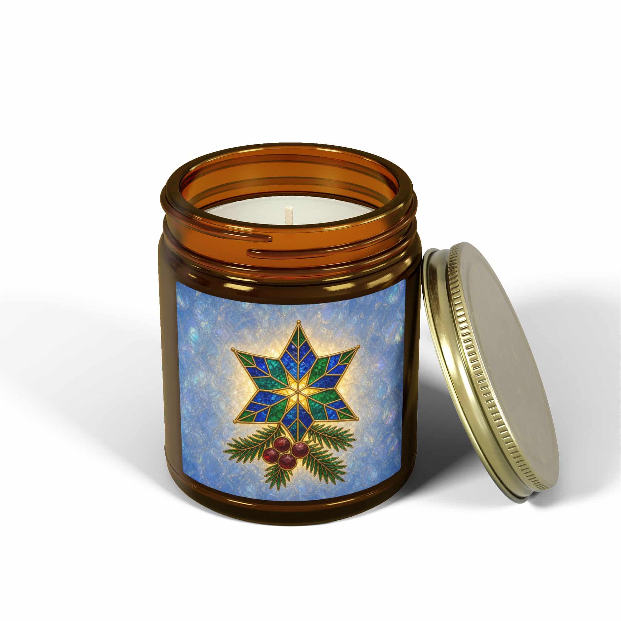Coconut Apricot Scented Candle (4oz/9oz) — Christmas Star & Pinecone Jar - Image 122