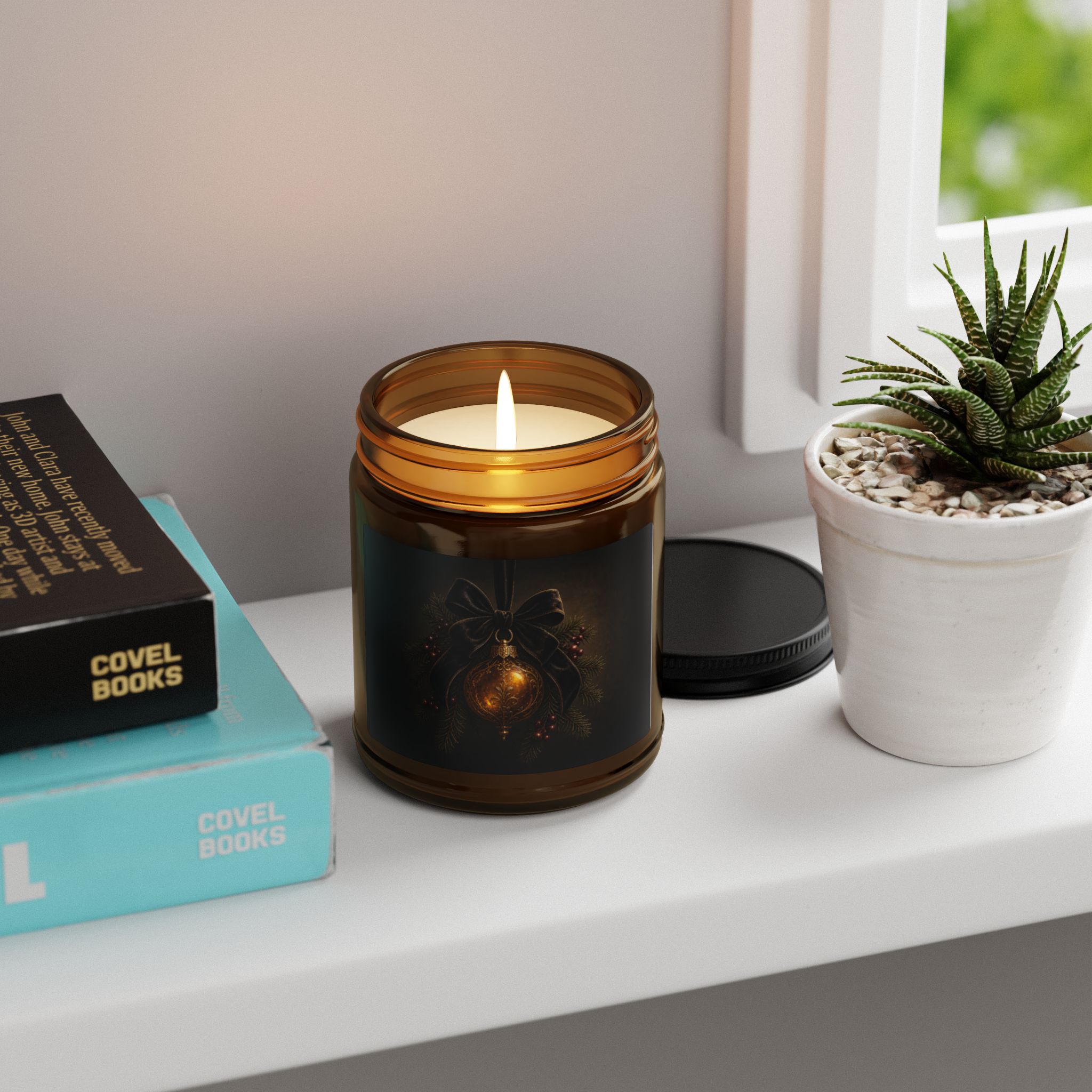 Autumn Glow Soy Candle — Amber Jar Scented Candle - Image 9