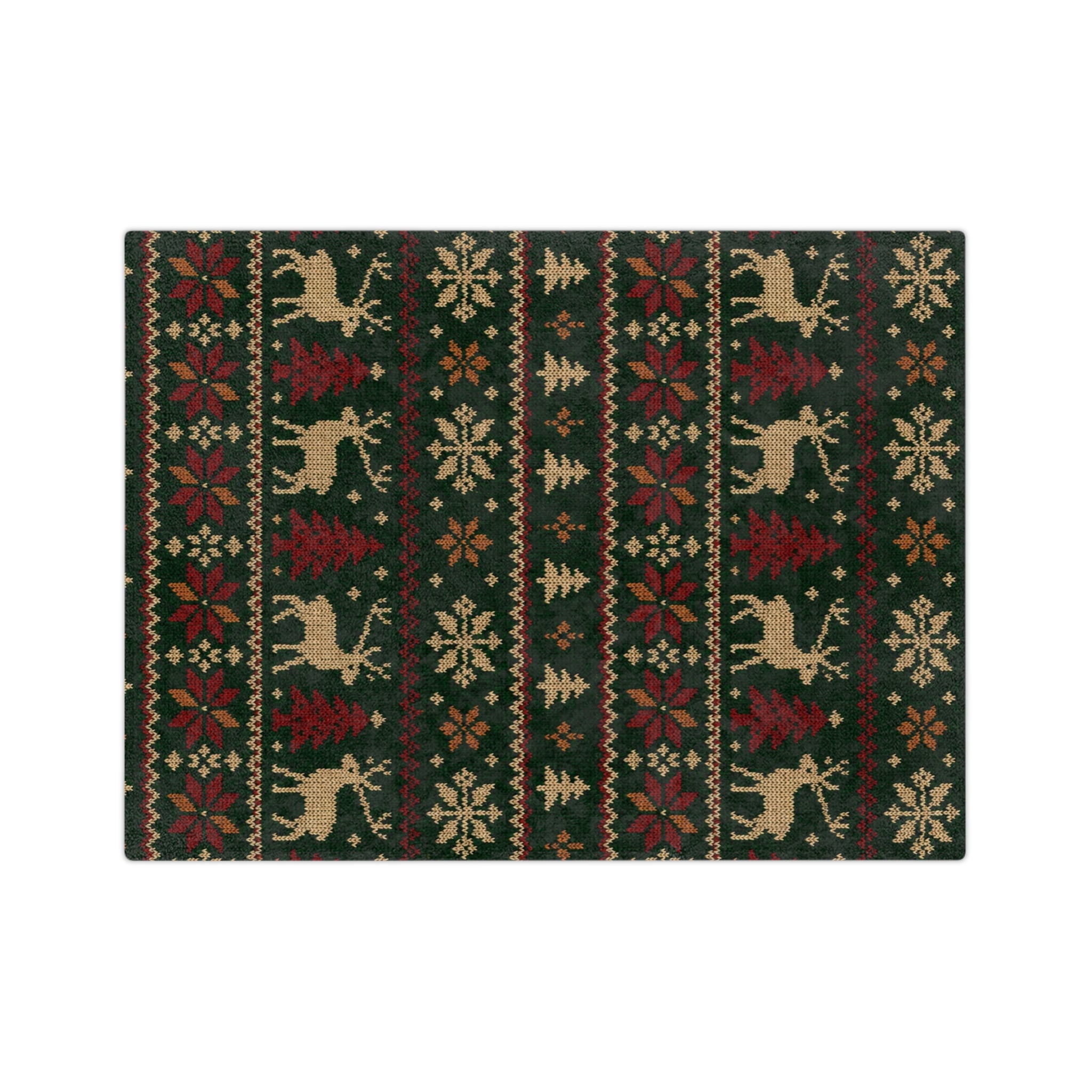 Christmas Reindeer Knit-Pattern Velveteen Blanket - Image 12