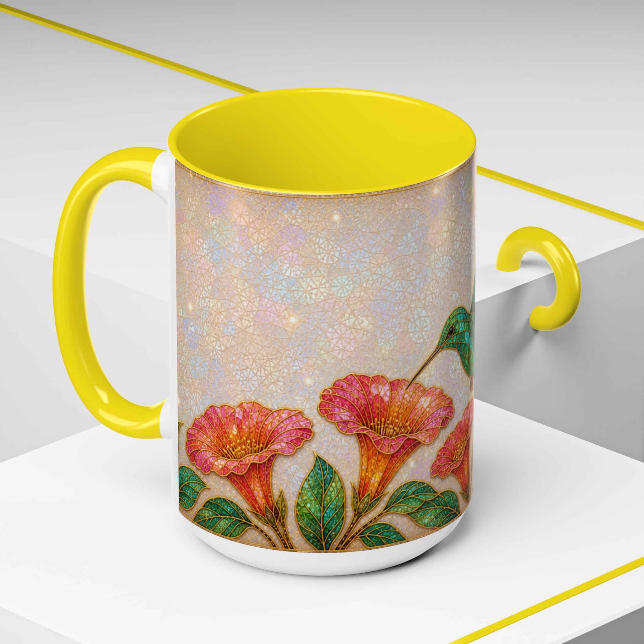 Hummingbird Floral Accent Coffee Mug – 11/15oz Ceramic - Image 90