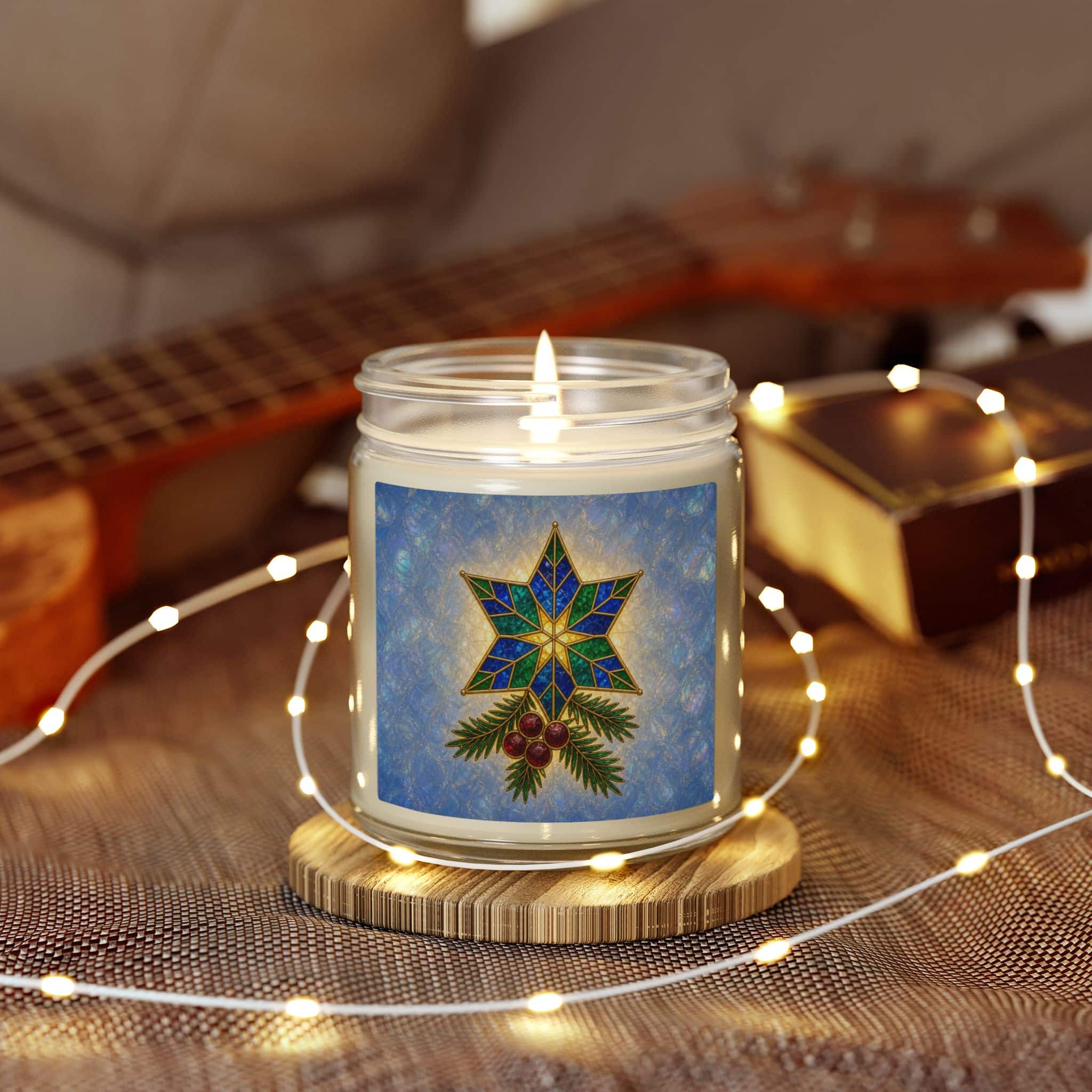 Coconut Apricot Scented Candle (4oz/9oz) — Christmas Star & Pinecone Jar - Image 45