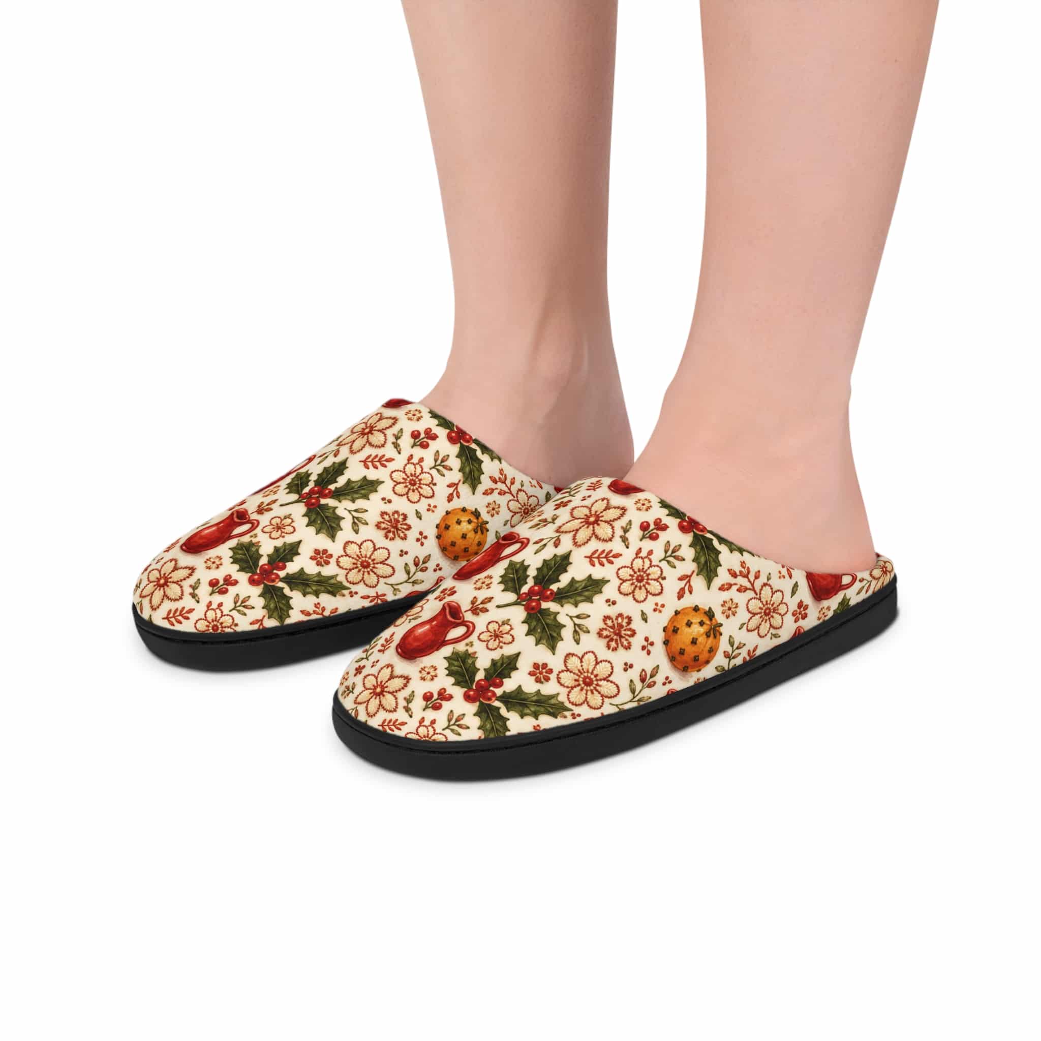 Christmas Holly & Bells Women's Indoor Slippers — Festive Cozy House Shoes - Image 6