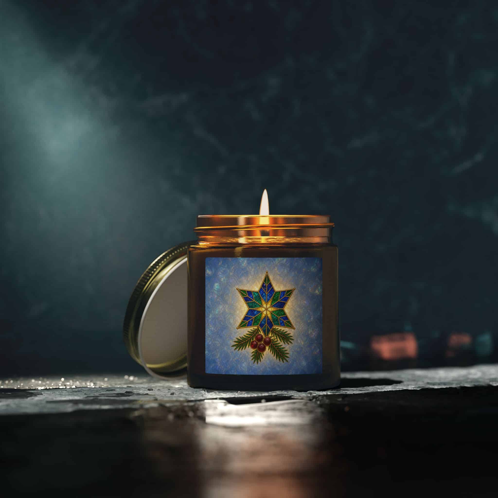 Coconut Apricot Scented Candle (4oz/9oz) — Christmas Star & Pinecone Jar - Image 99